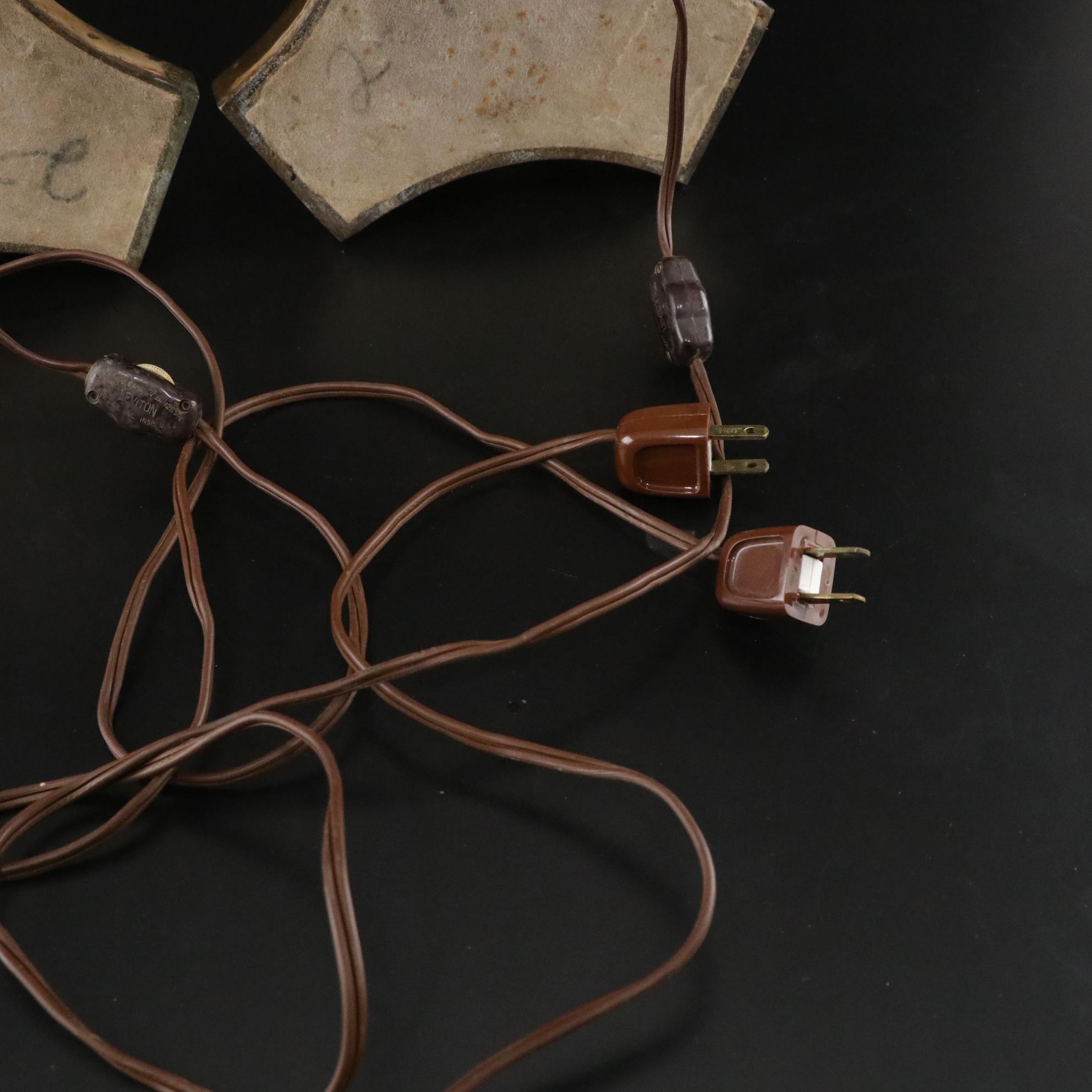 Neoclassical Brass Lamps with Cut Glass Hurricanes, Mid-20th Century