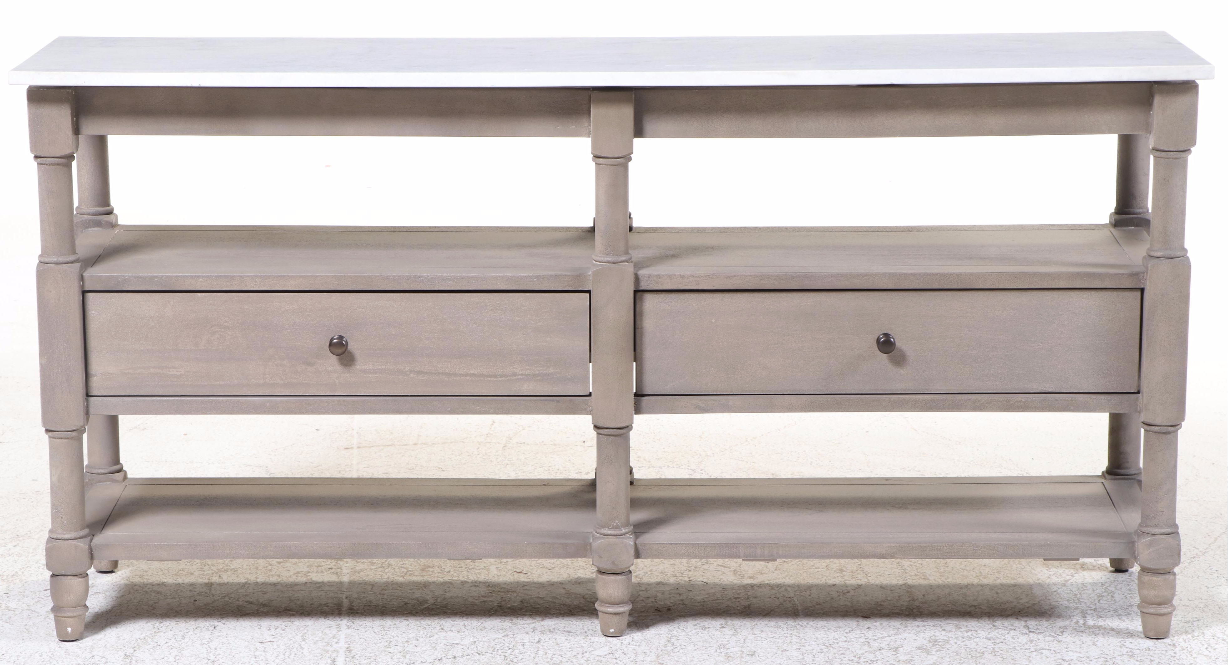 Pottery Barn "Alexandra" Marble Top Wood Console Table