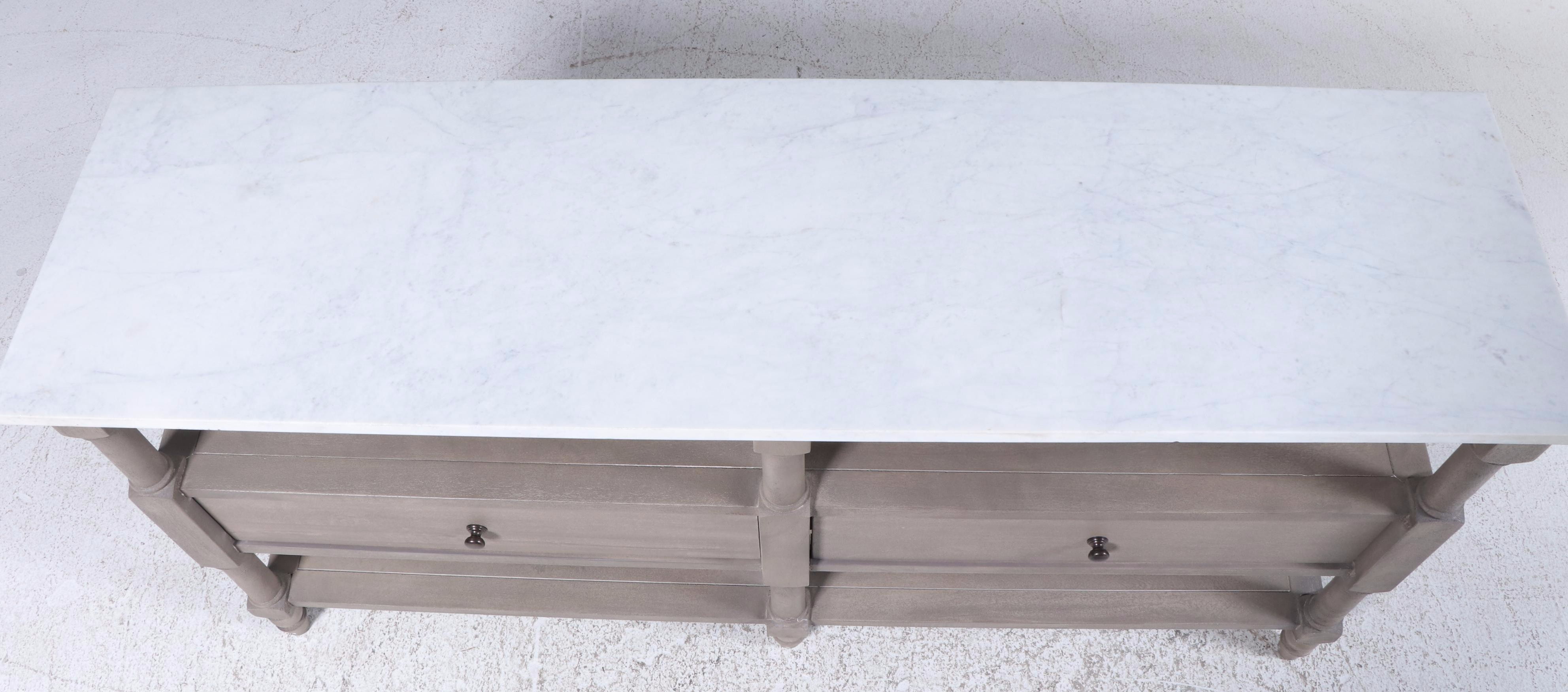 Pottery Barn "Alexandra" Marble Top Wood Console Table