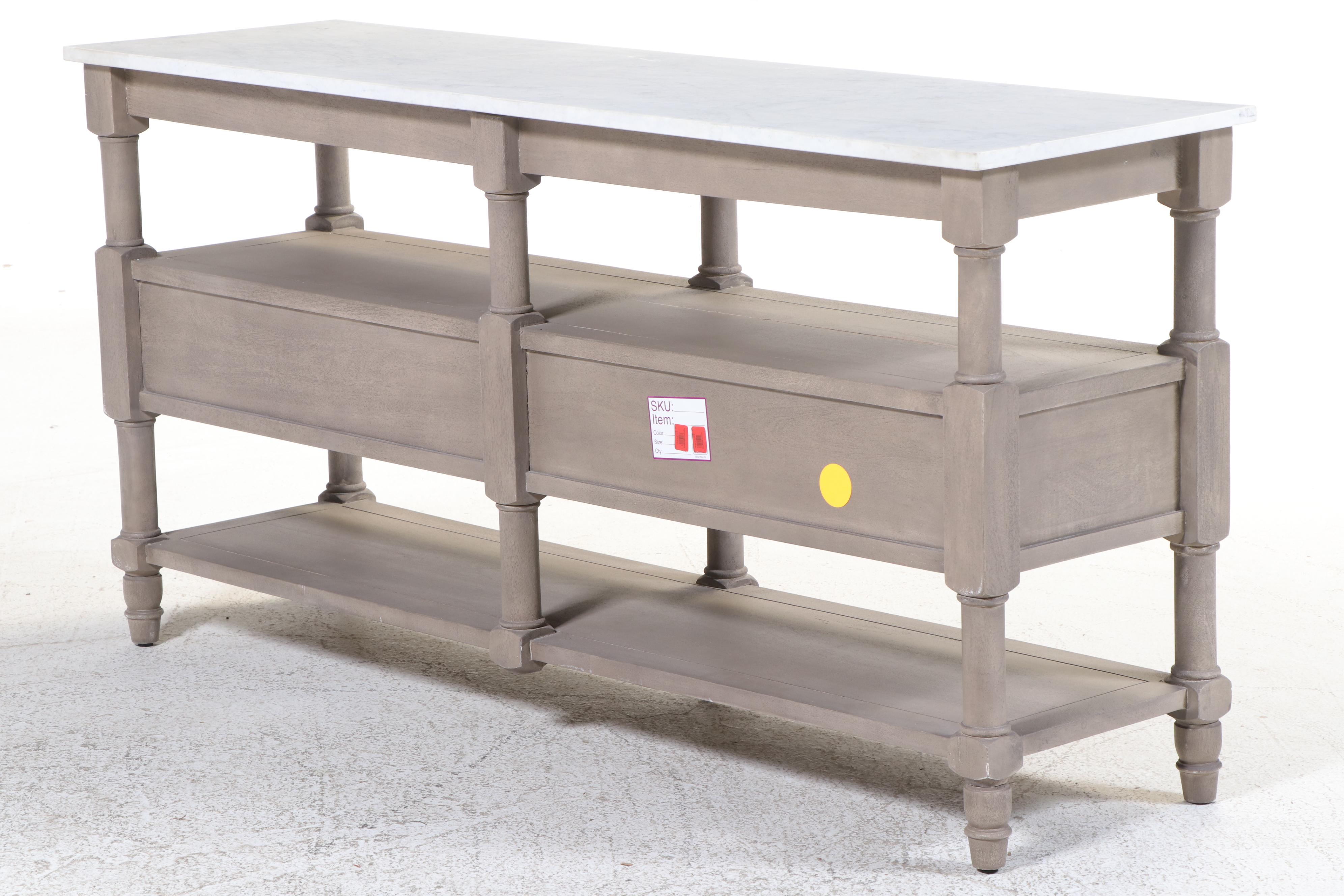 Pottery Barn "Alexandra" Marble Top Wood Console Table