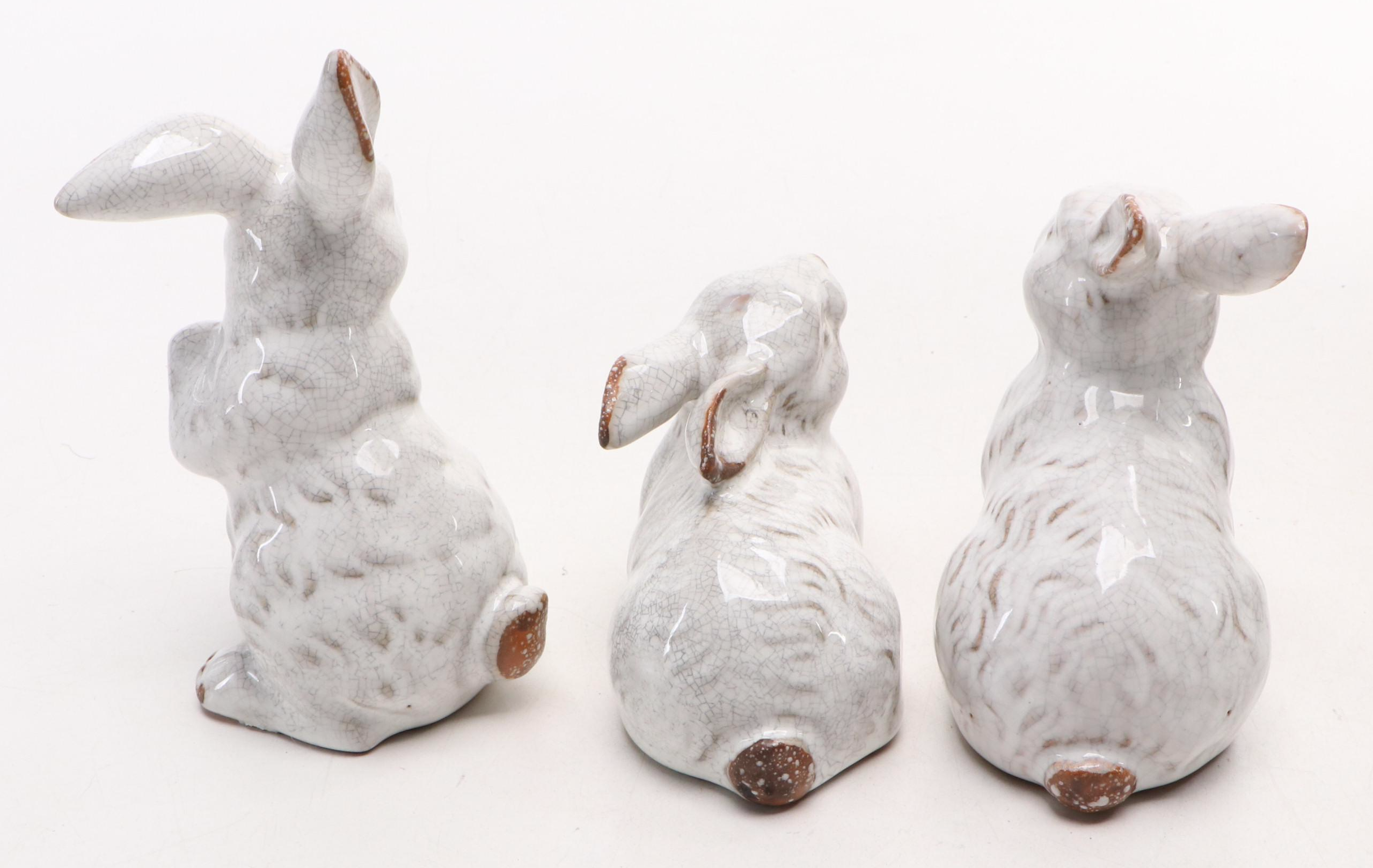 Fitz & Floyd "Bunny Hollow" Porcelain Lidded Jar with Other Rabbit Figurines