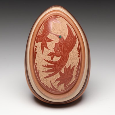 Helen Henderson Jemez Sgraffito Pottery Hummingbird Egg Helen Henderson Jemez Sgraffito Pottery Hummingbird Egg