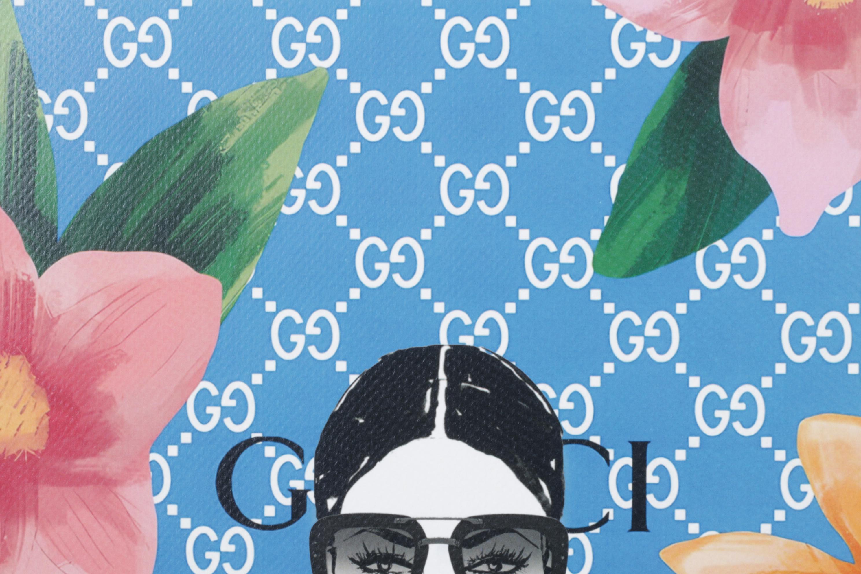 Death NYC Pop Art Graphic Print Homage to Gucci and Prada with Flowers, 2024