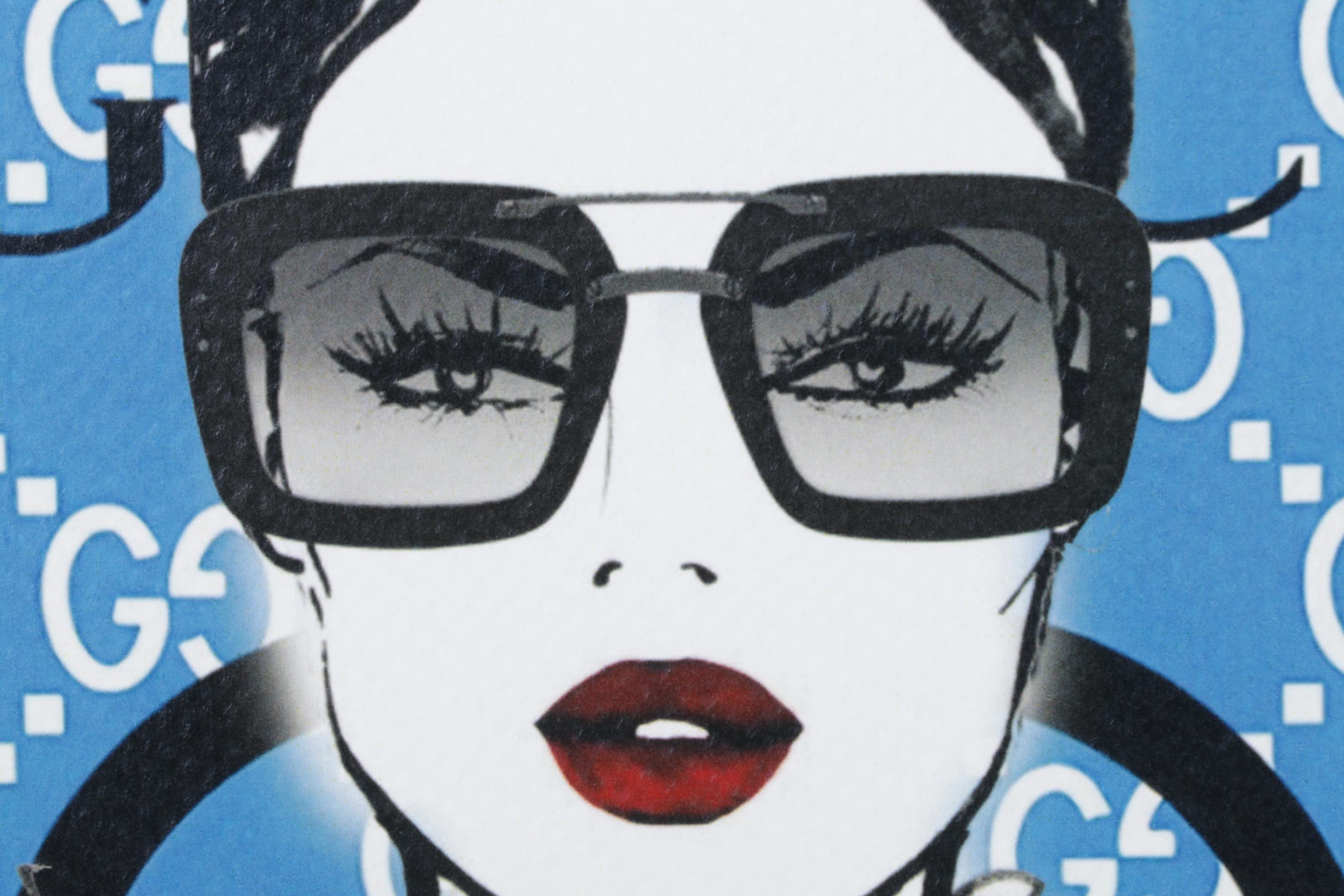 Death NYC Pop Art Graphic Print Homage to Gucci and Prada with Flowers, 2024