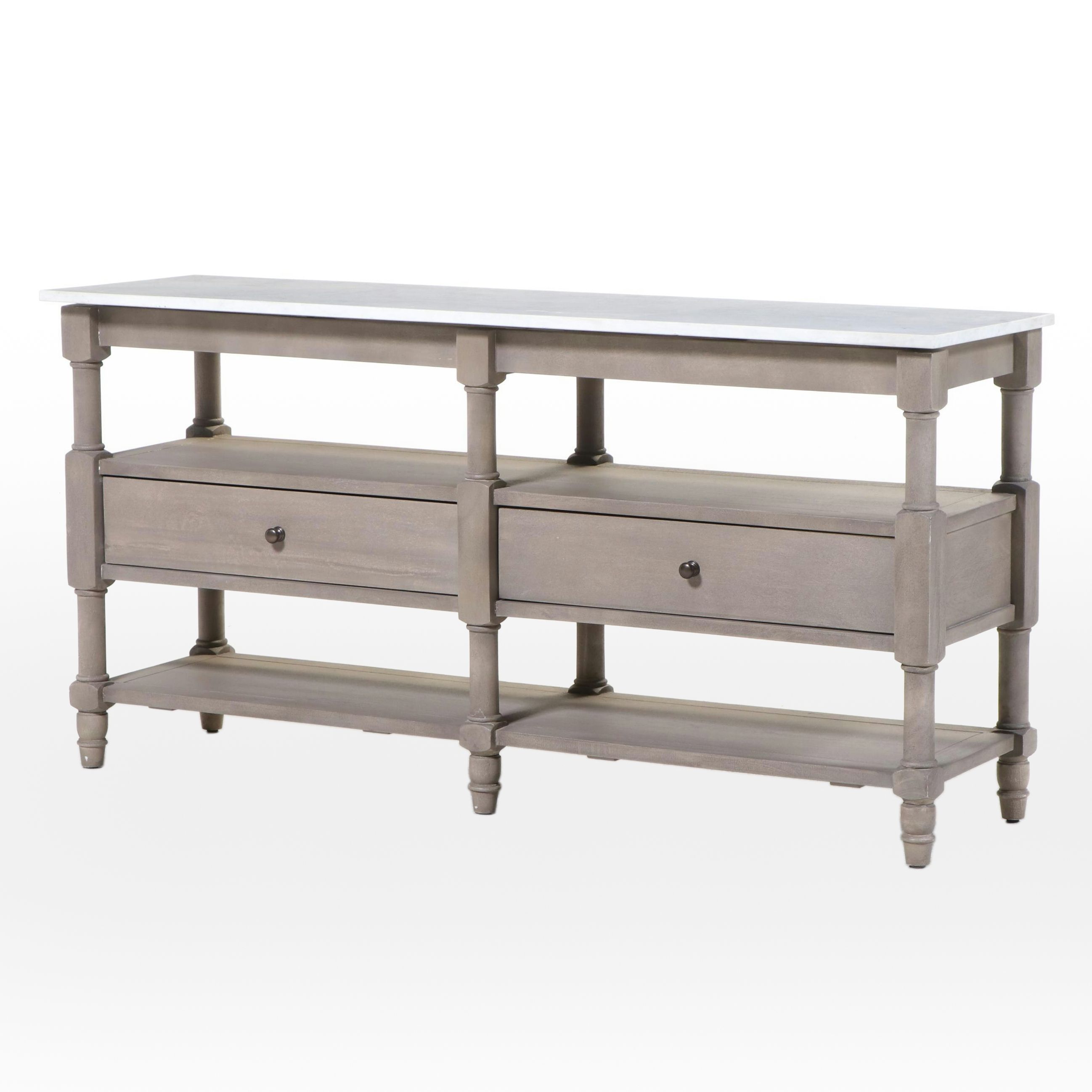 Pottery Barn "Alexandra" Marble Top Wood Console Table