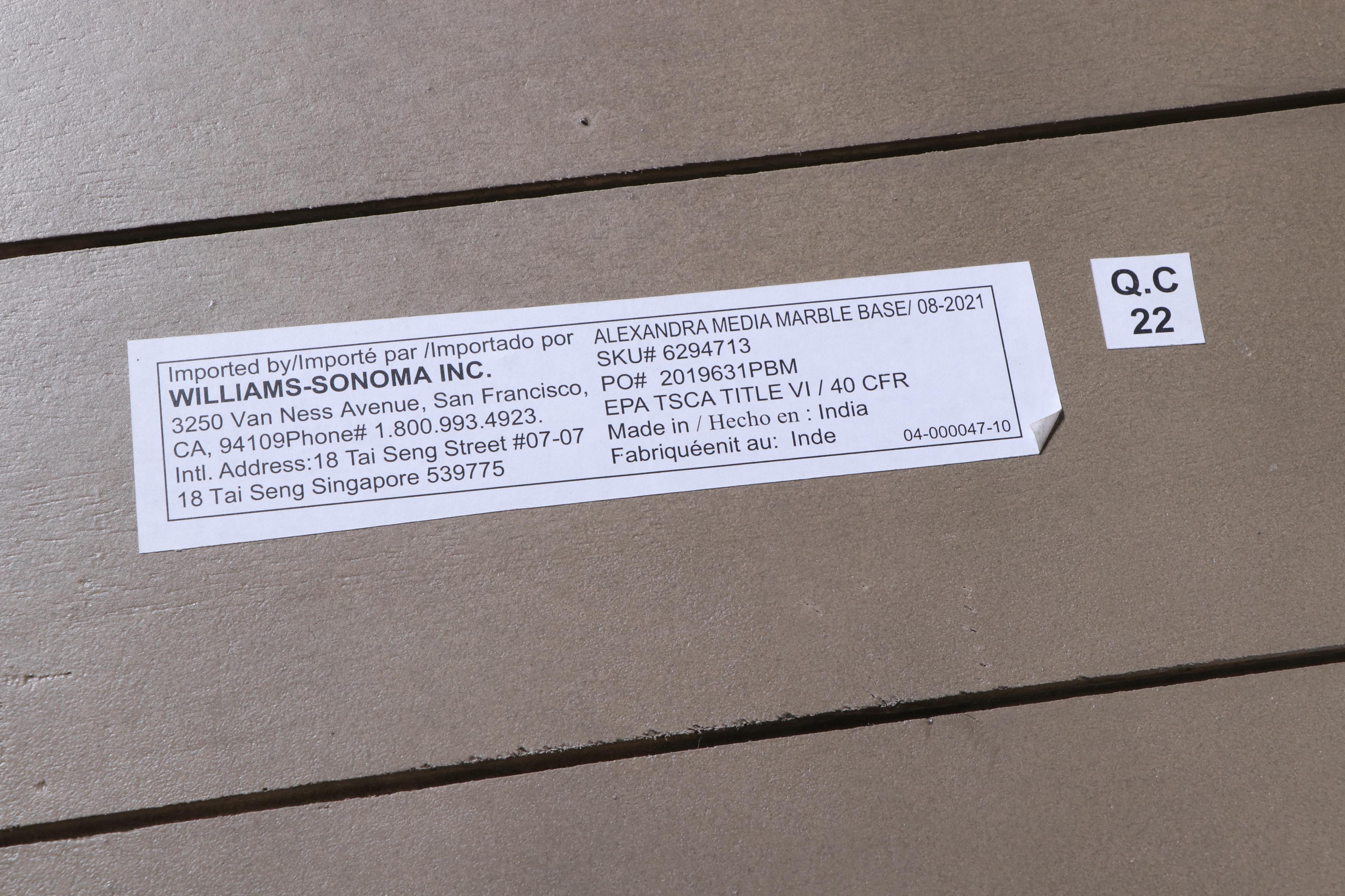 Pottery Barn "Alexandra" Marble Top Wood Console Table