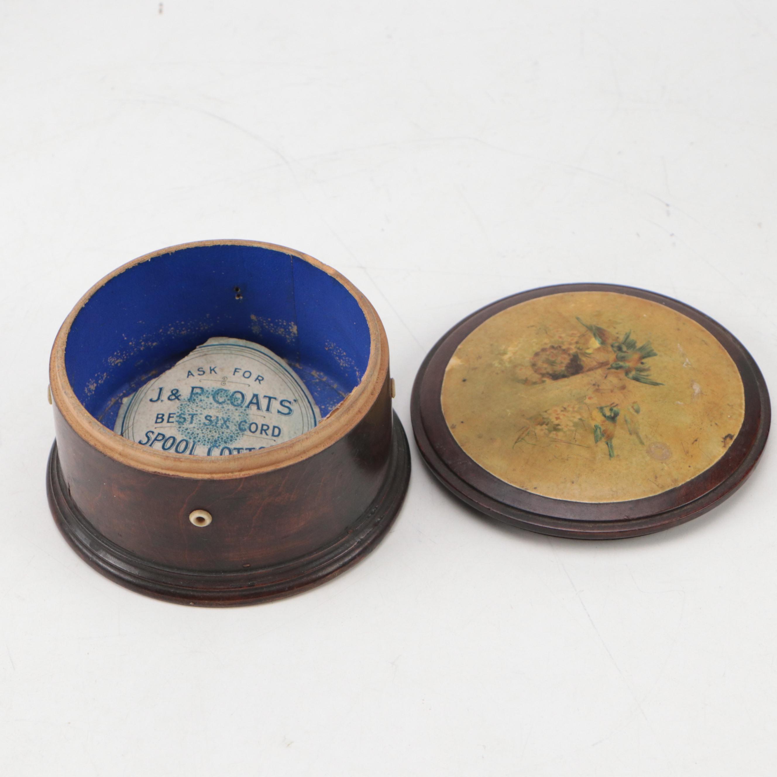 J. & P. Coats Cotton Spool Box with Other Victorian Style Dresser Boxes