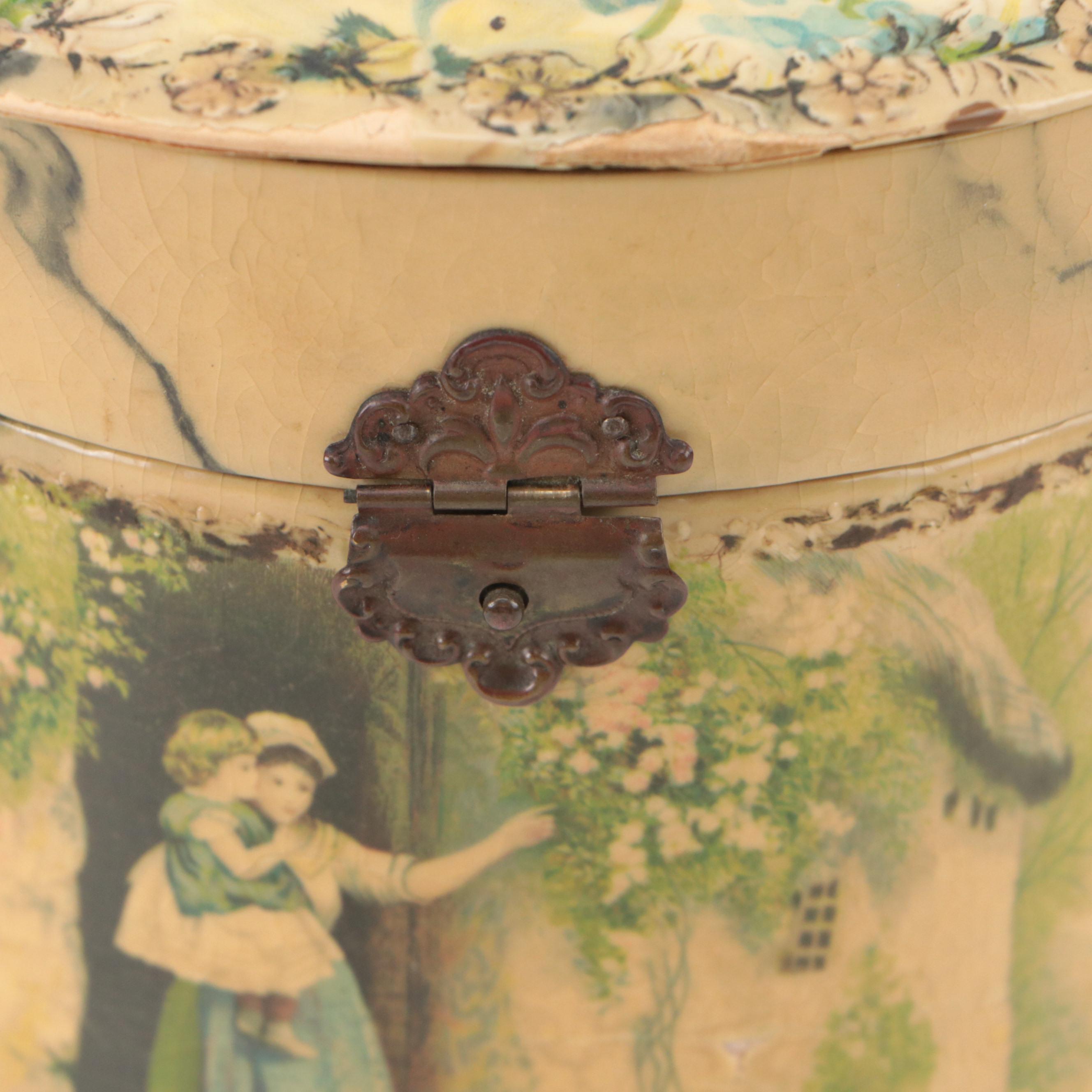 J. & P. Coats Cotton Spool Box with Other Victorian Style Dresser Boxes