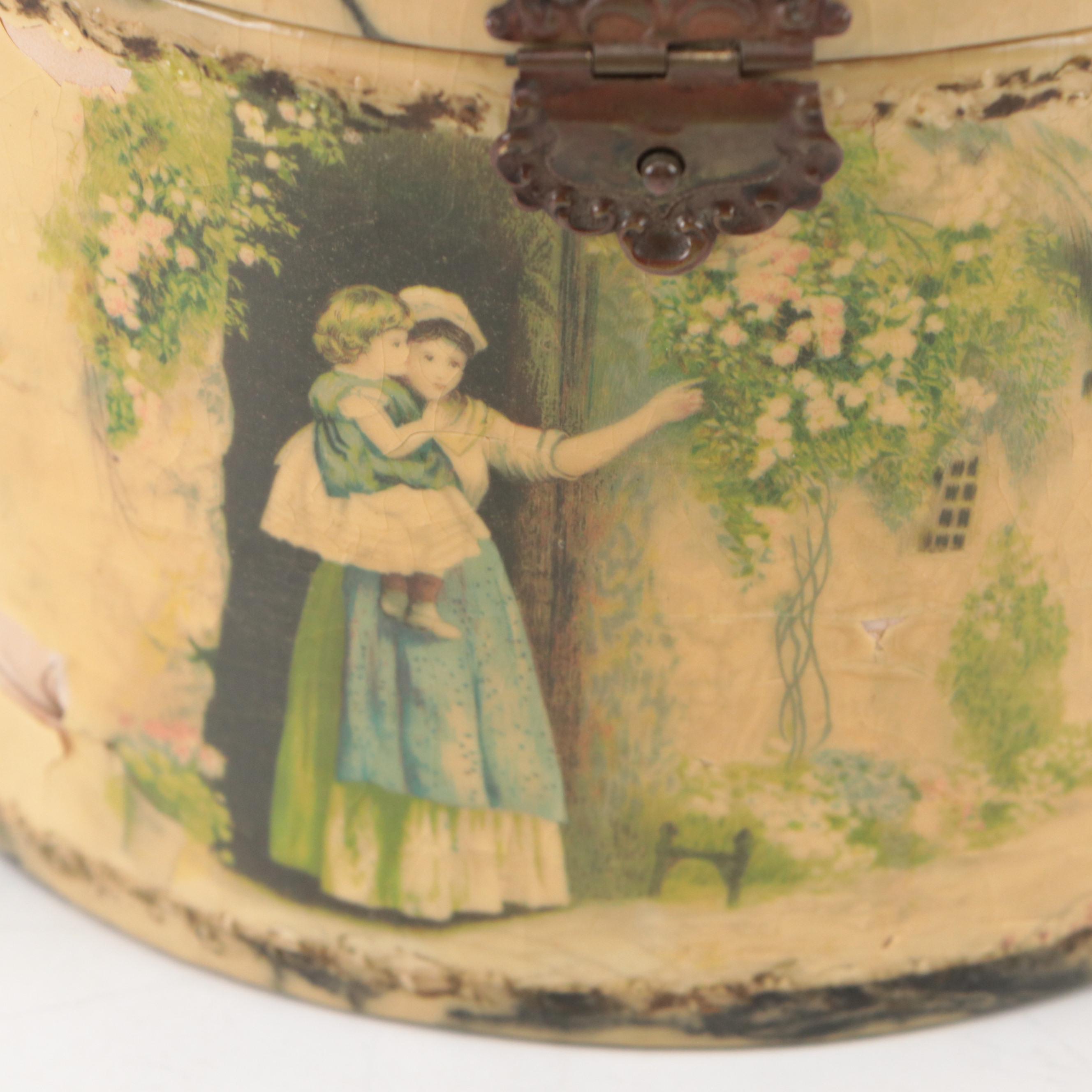 J. & P. Coats Cotton Spool Box with Other Victorian Style Dresser Boxes