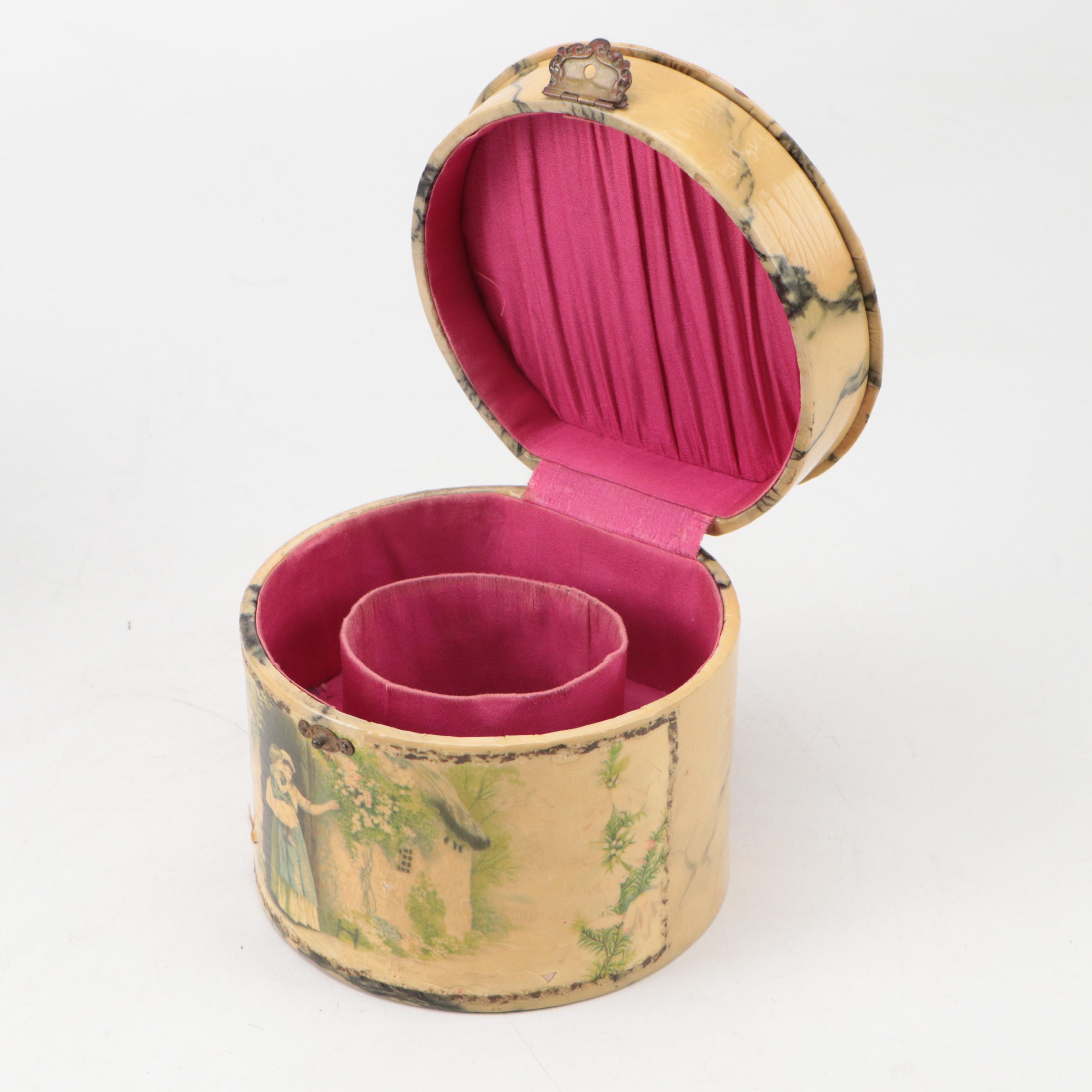 J. & P. Coats Cotton Spool Box with Other Victorian Style Dresser Boxes