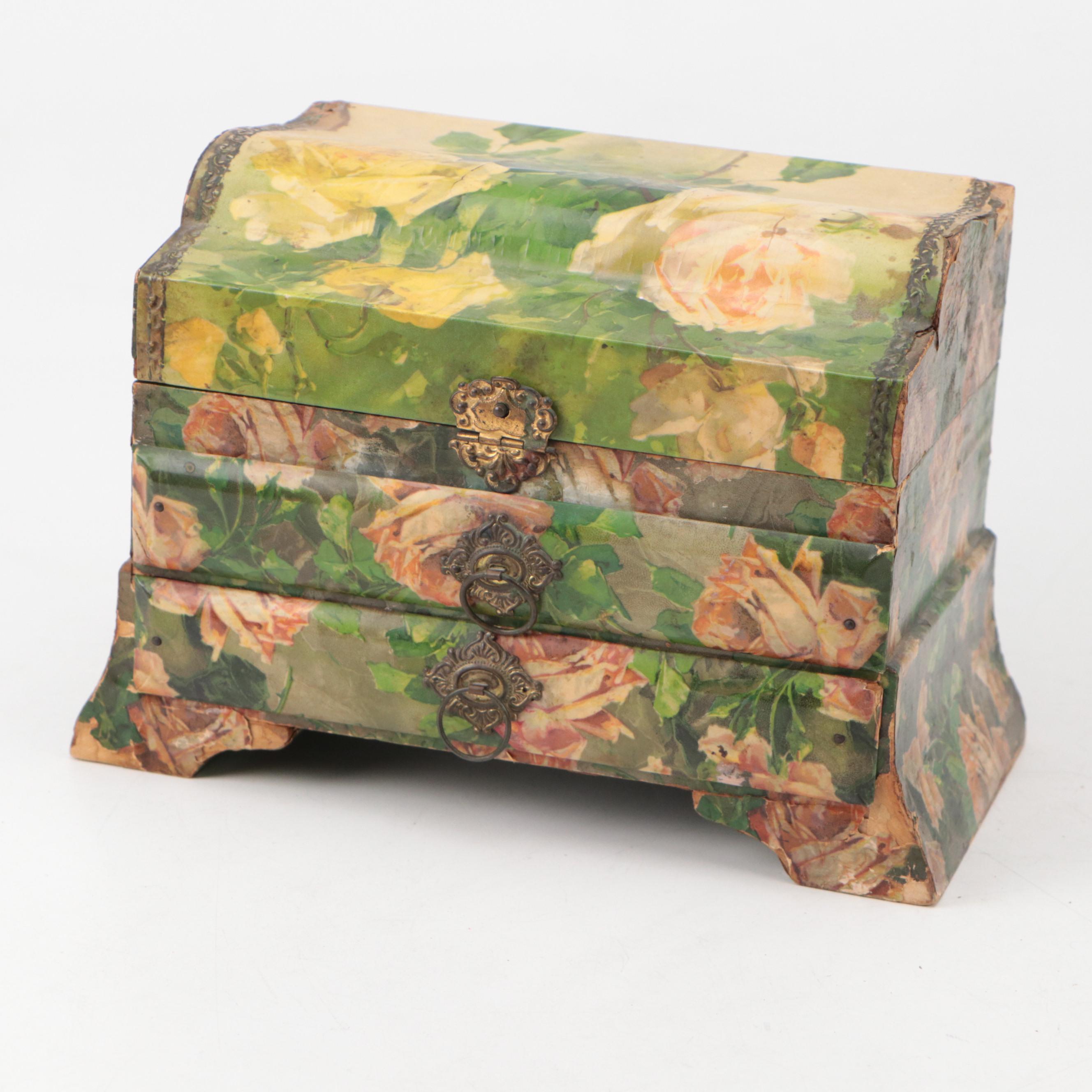 J. & P. Coats Cotton Spool Box with Other Victorian Style Dresser Boxes