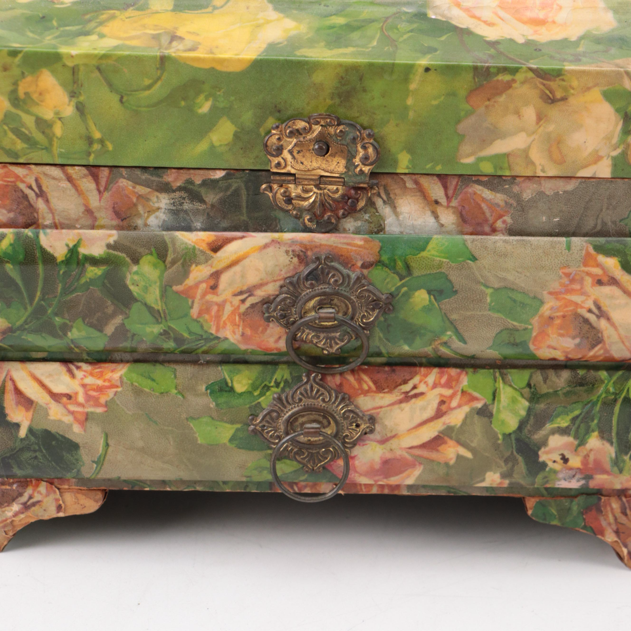 J. & P. Coats Cotton Spool Box with Other Victorian Style Dresser Boxes