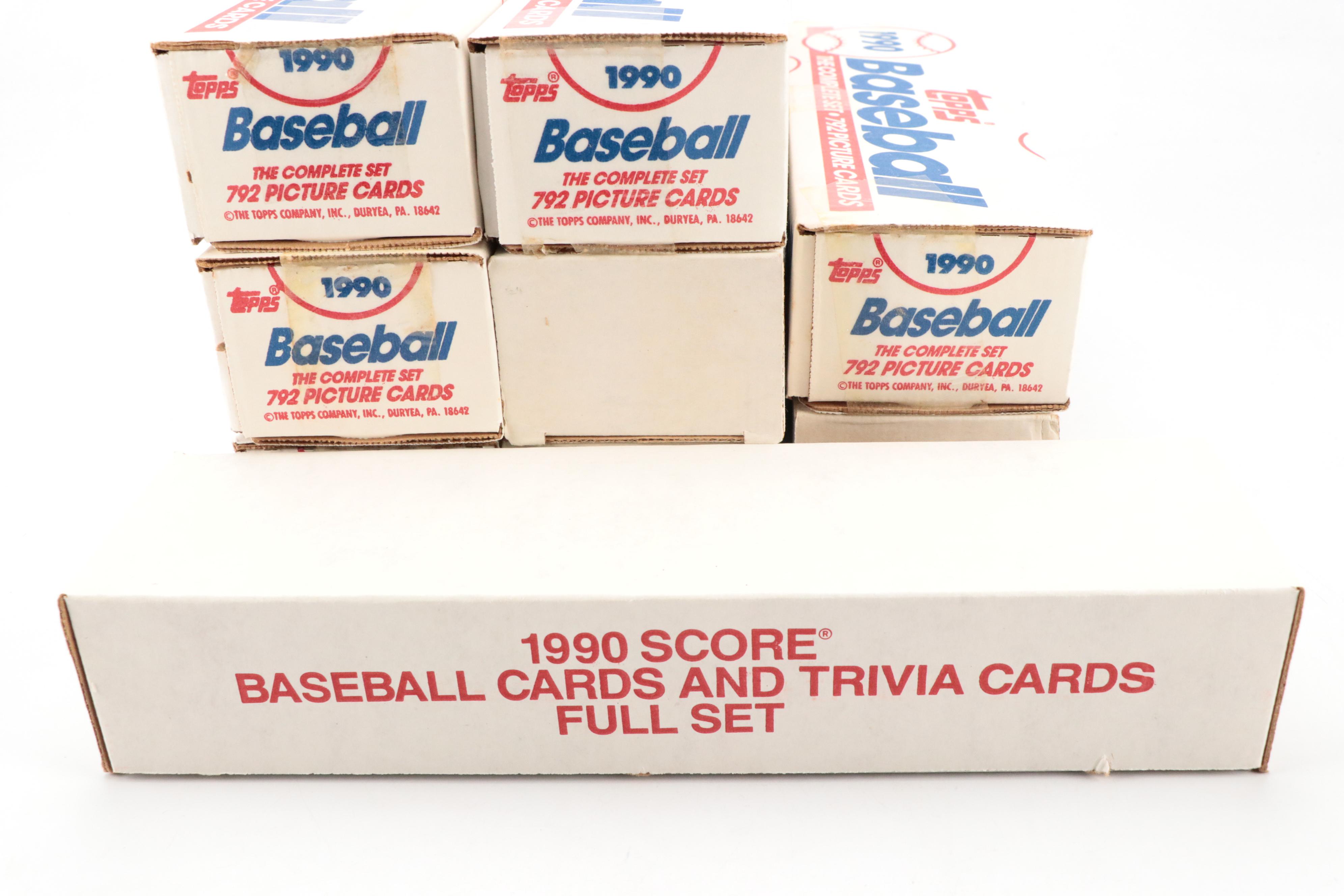 1990 Topps and Score Sealed Baseball Card Sets Featuring Nolan Ryan and More
