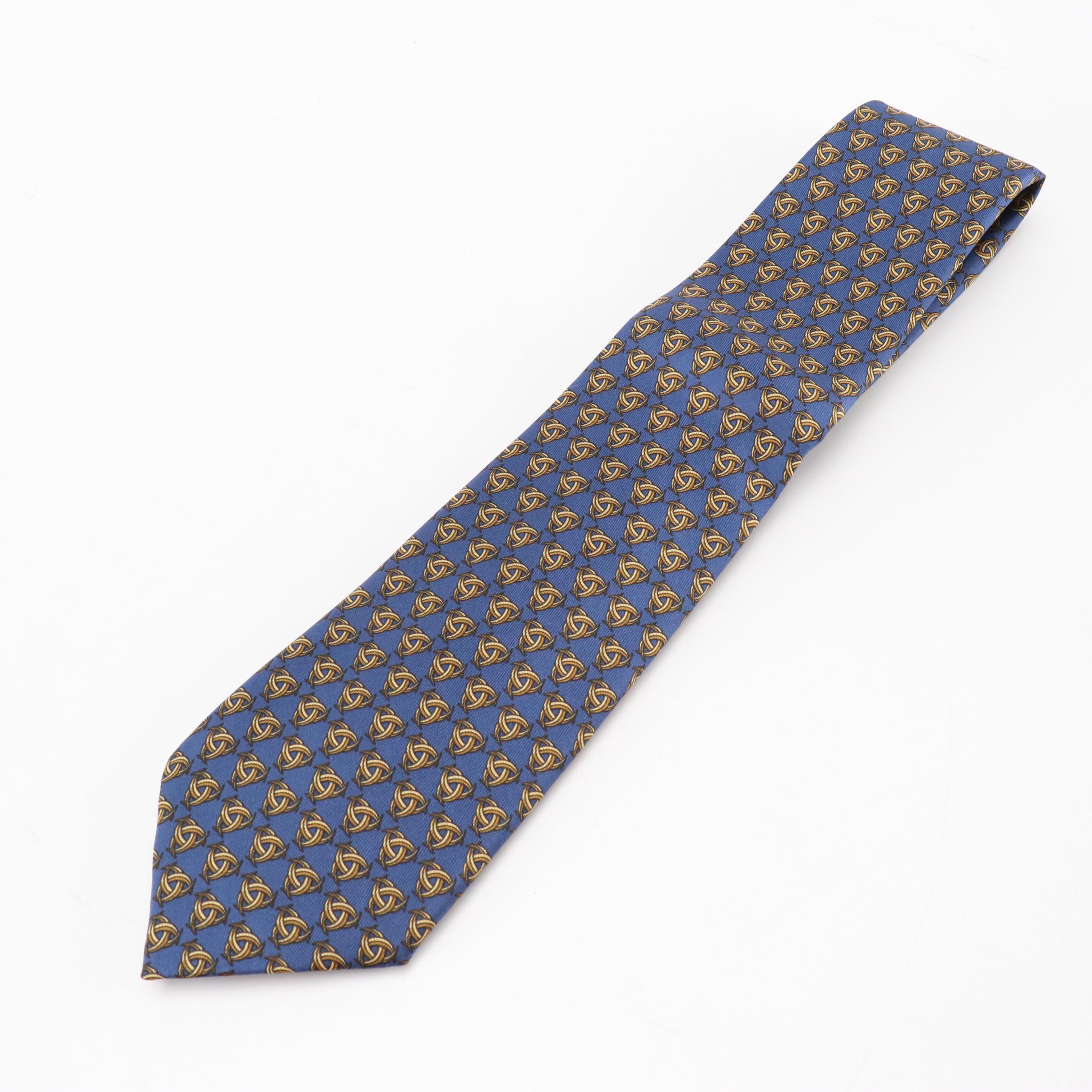 Hermès Celtic Knot Printed Silk Necktie in Box