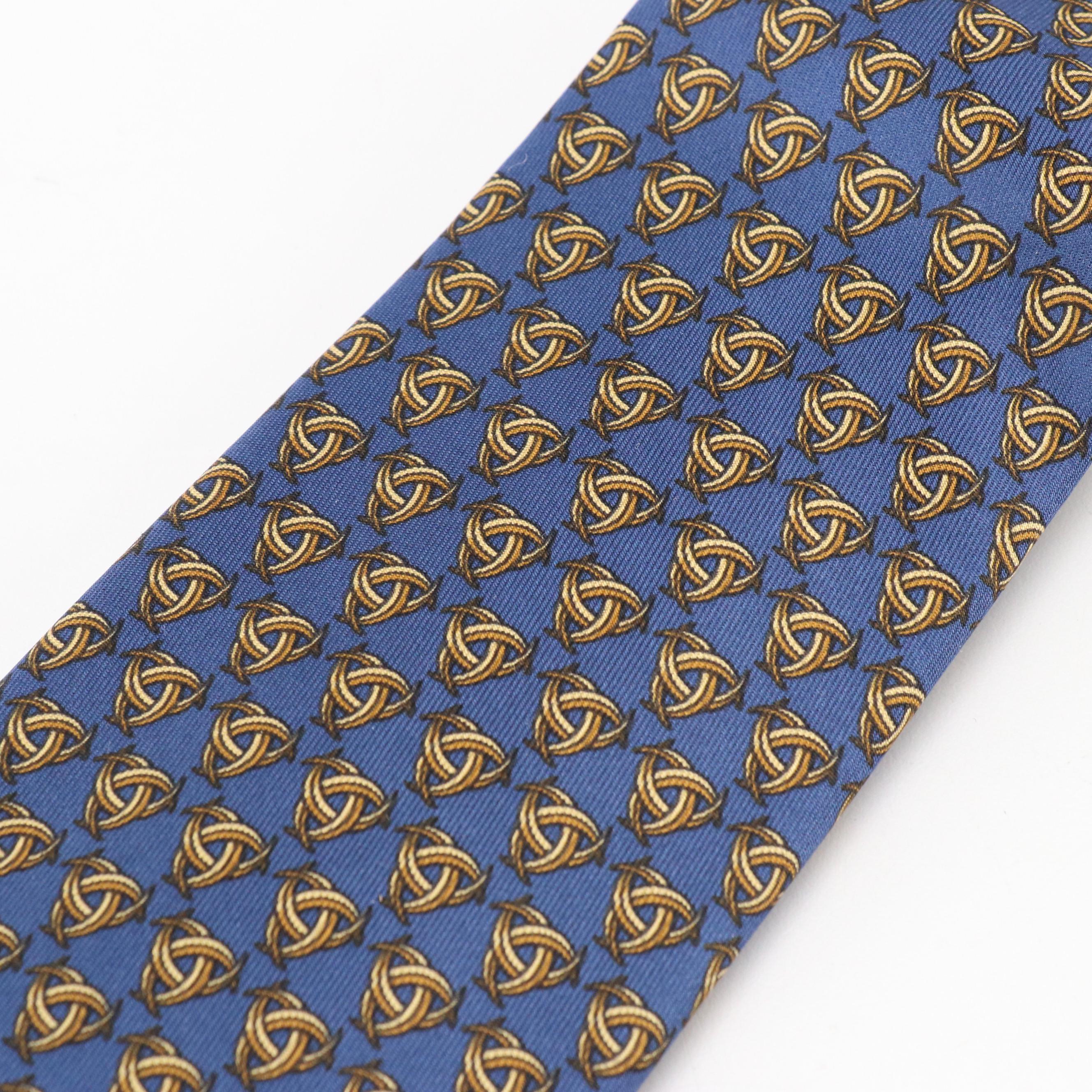 Hermès Celtic Knot Printed Silk Necktie in Box