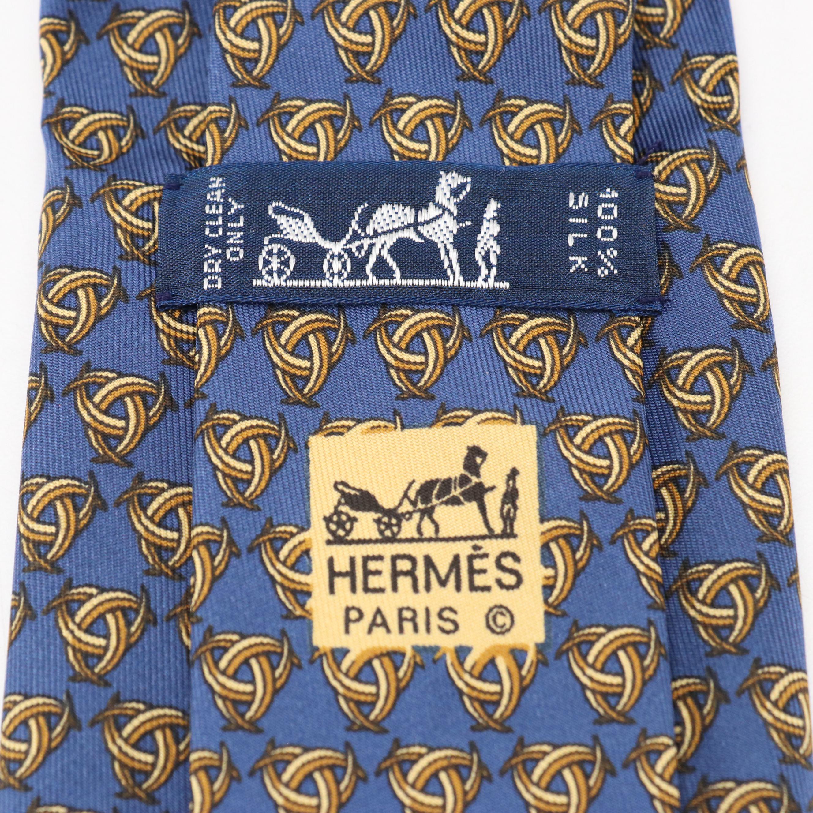 Hermès Celtic Knot Printed Silk Necktie in Box