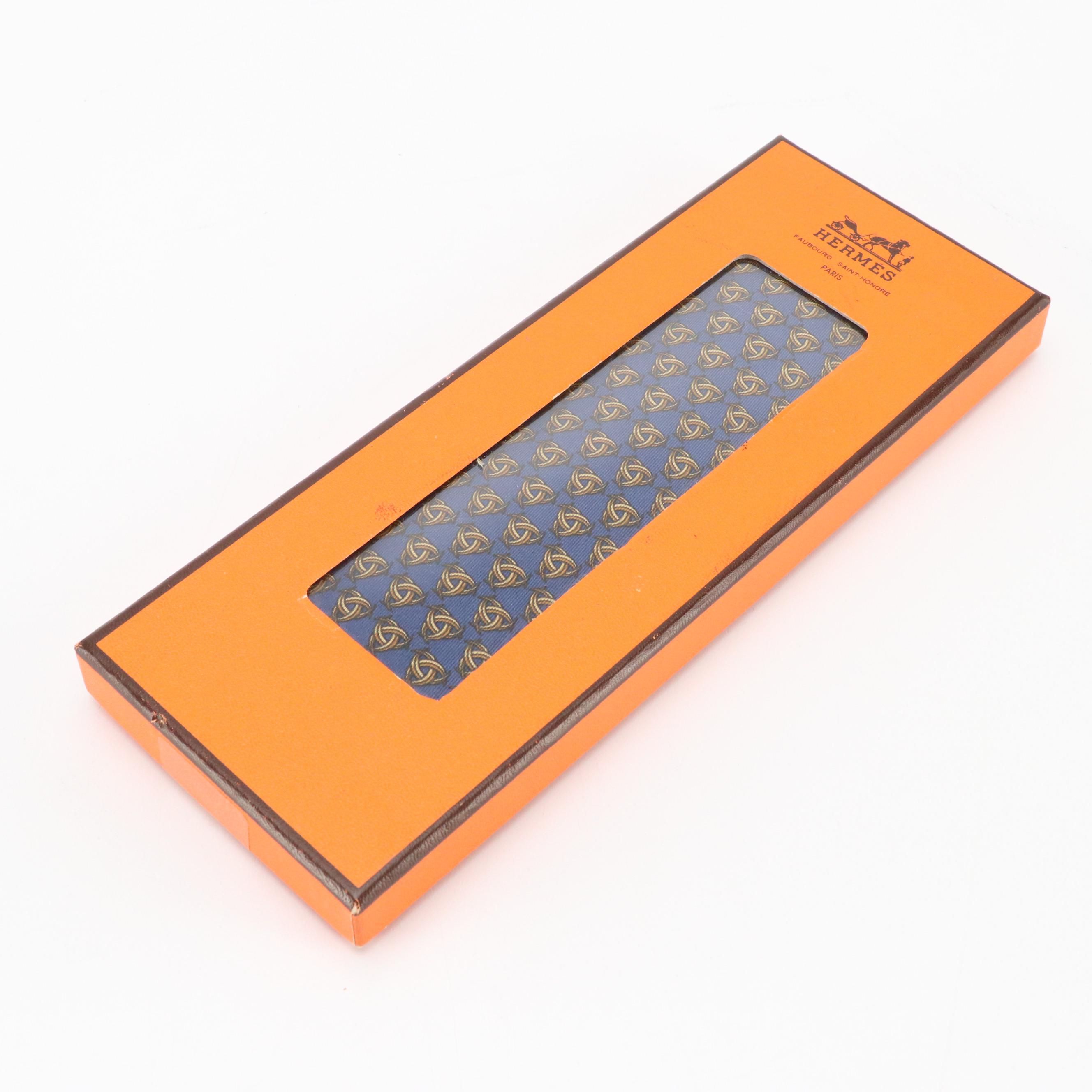 Hermès Celtic Knot Printed Silk Necktie in Box