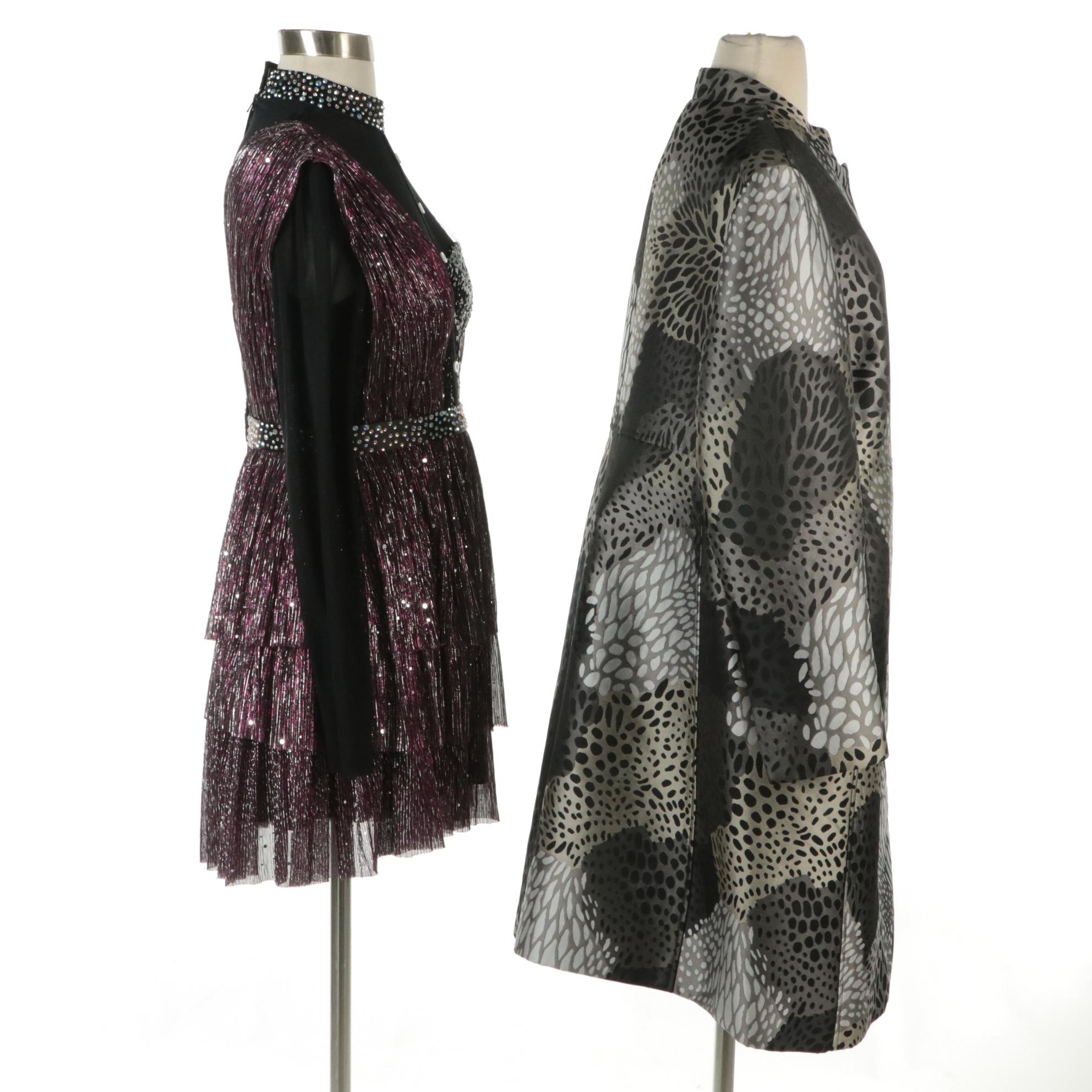 Anne Klein Jacquard Coat and Gail McInnis Custom Sequin Dress