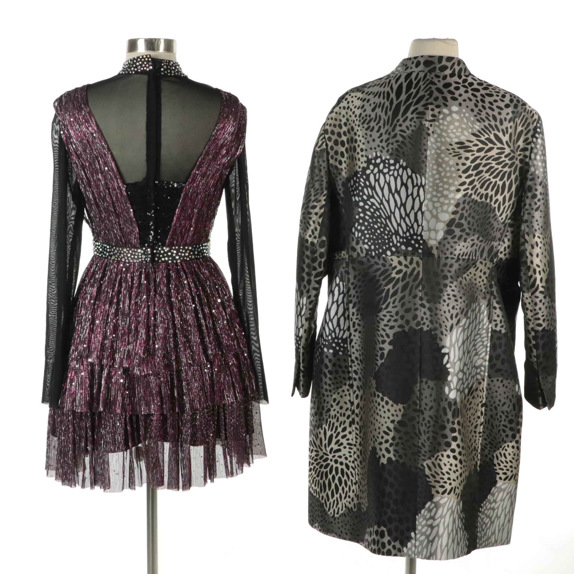Anne Klein Jacquard Coat and Gail McInnis Custom Sequin Dress