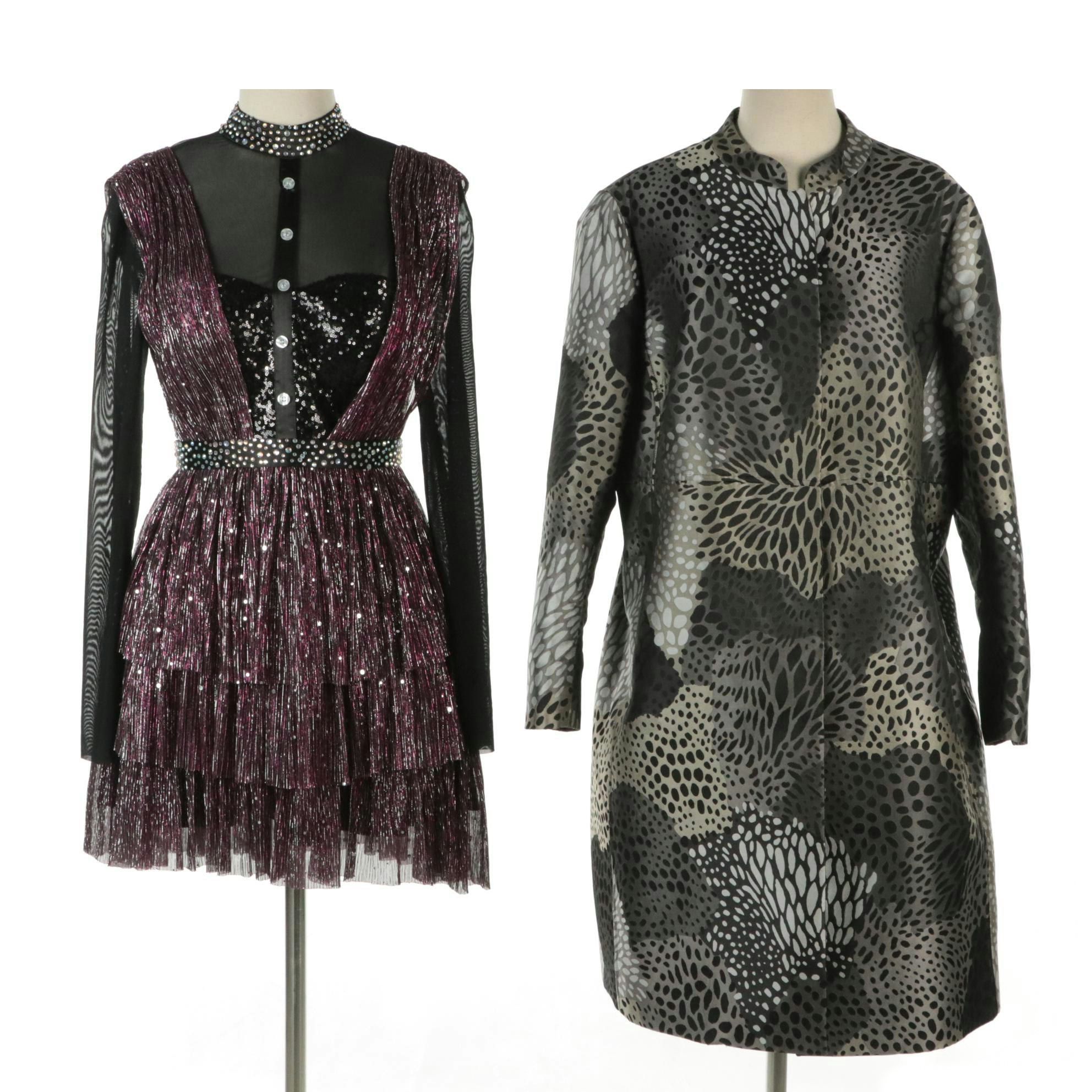 Anne Klein Jacquard Coat and Gail McInnis Custom Sequin Dress