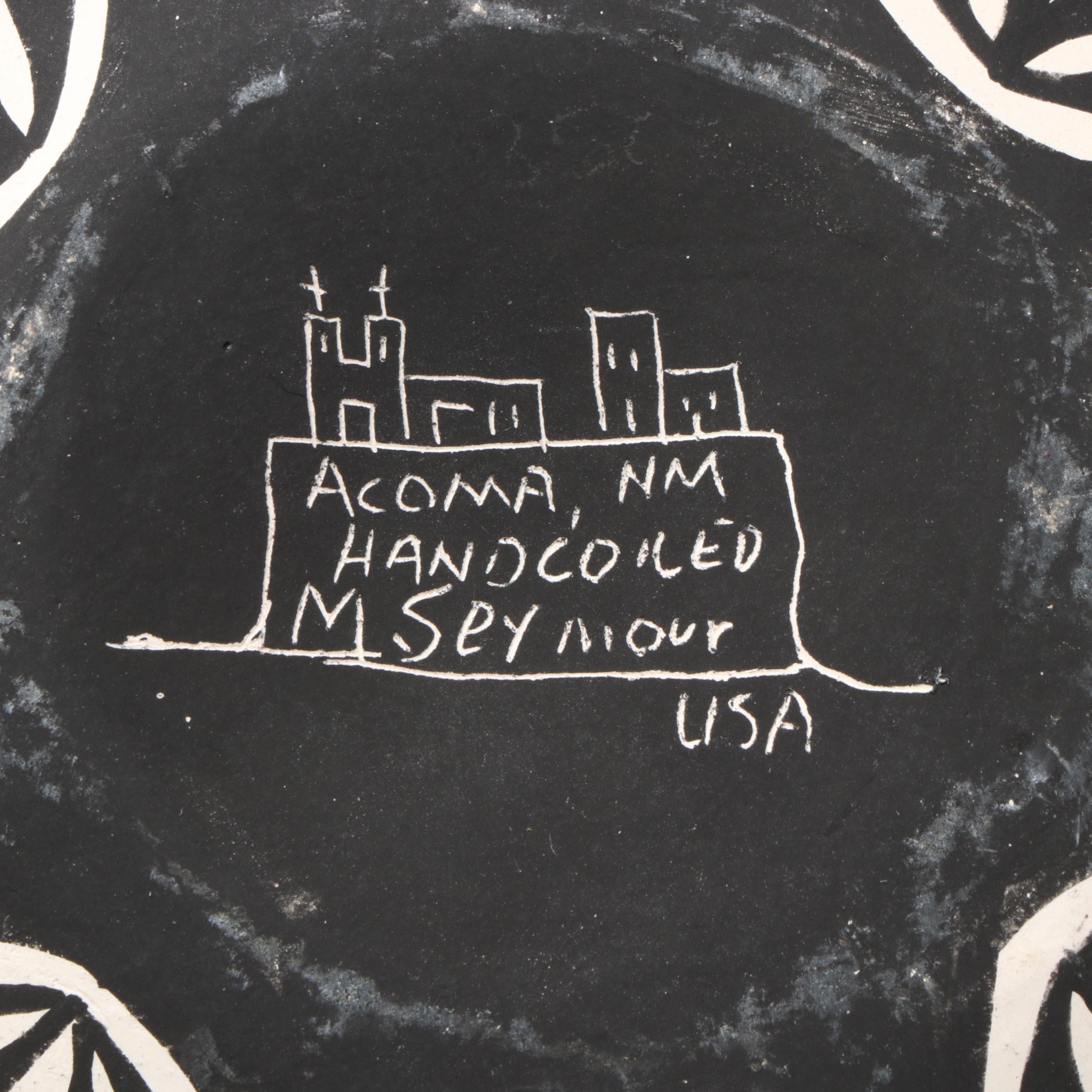 Mary Seymour Acoma Pueblo Black on White Olla