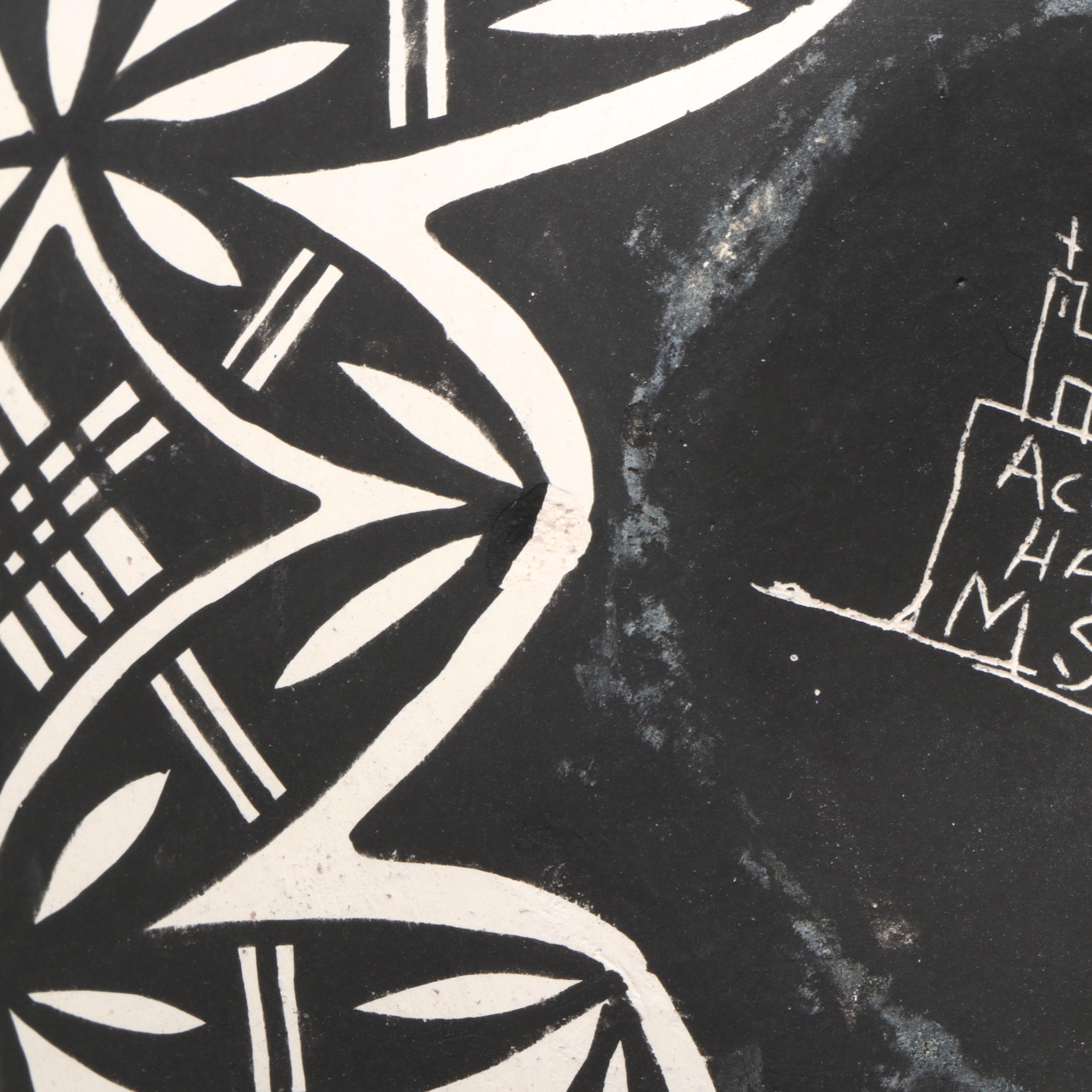 Mary Seymour Acoma Pueblo Black on White Olla