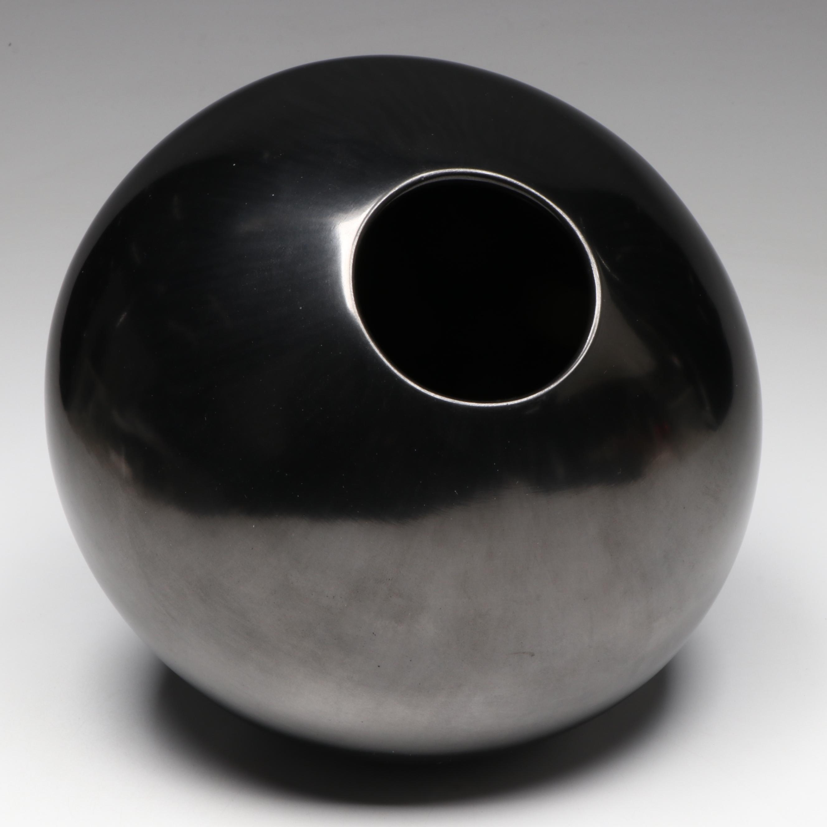 Jesus Lazano Mata Ortiz Pueblo Black Pottery Vessel