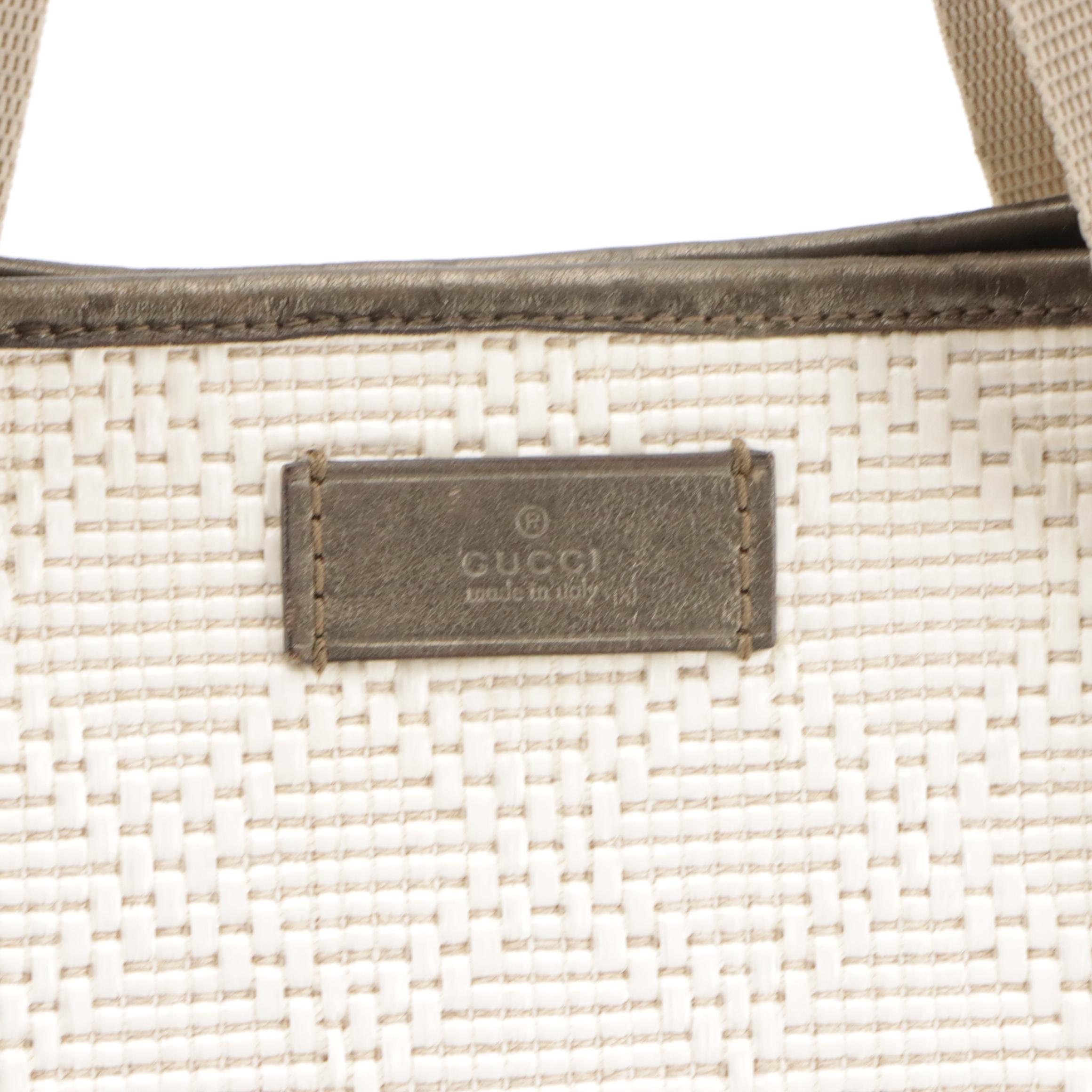 Gucci Diamante Woven Raffia Tote with Shimmery Guccissima Leather Accents