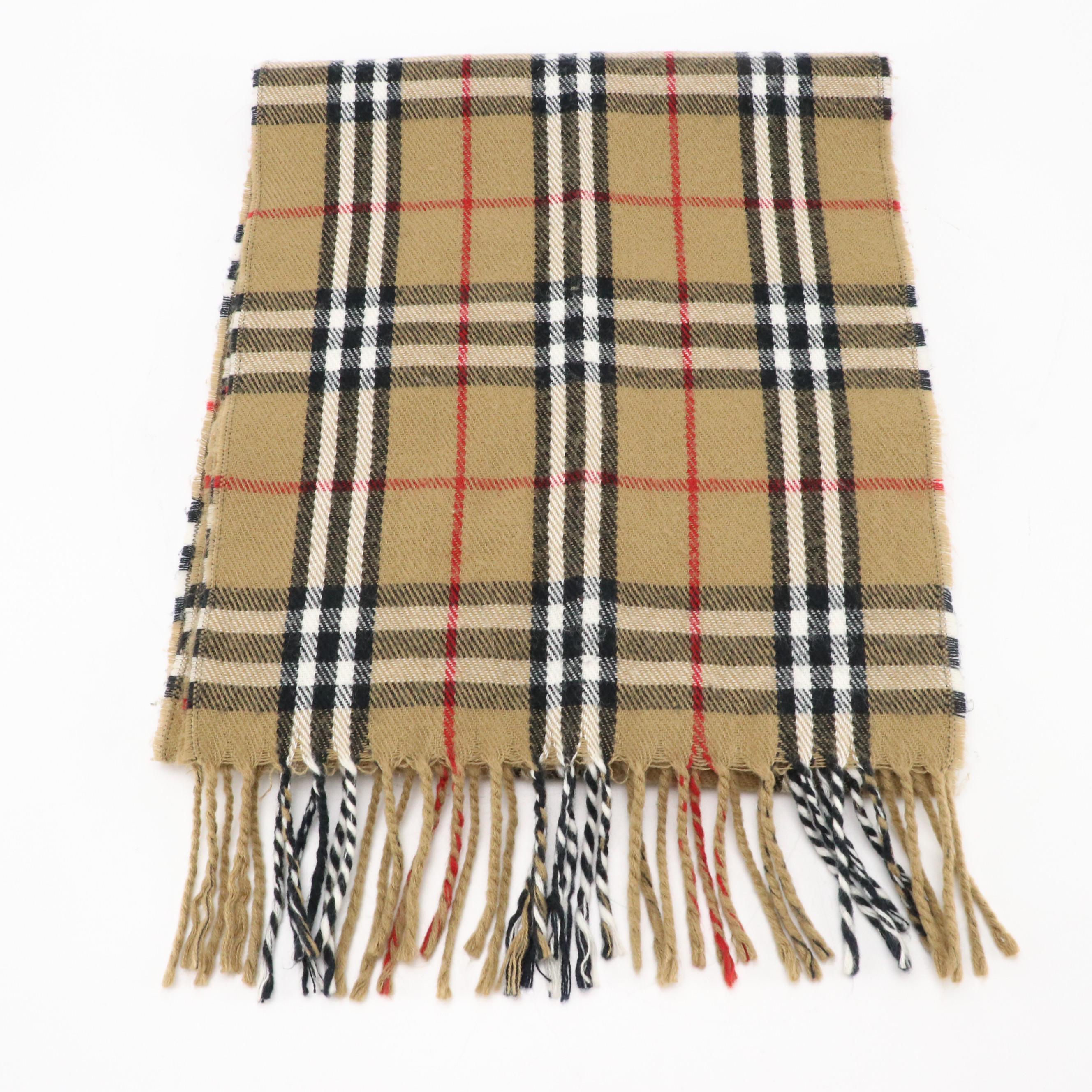 Burberrys of London Fringed Scarf in Housecheck Lambswool