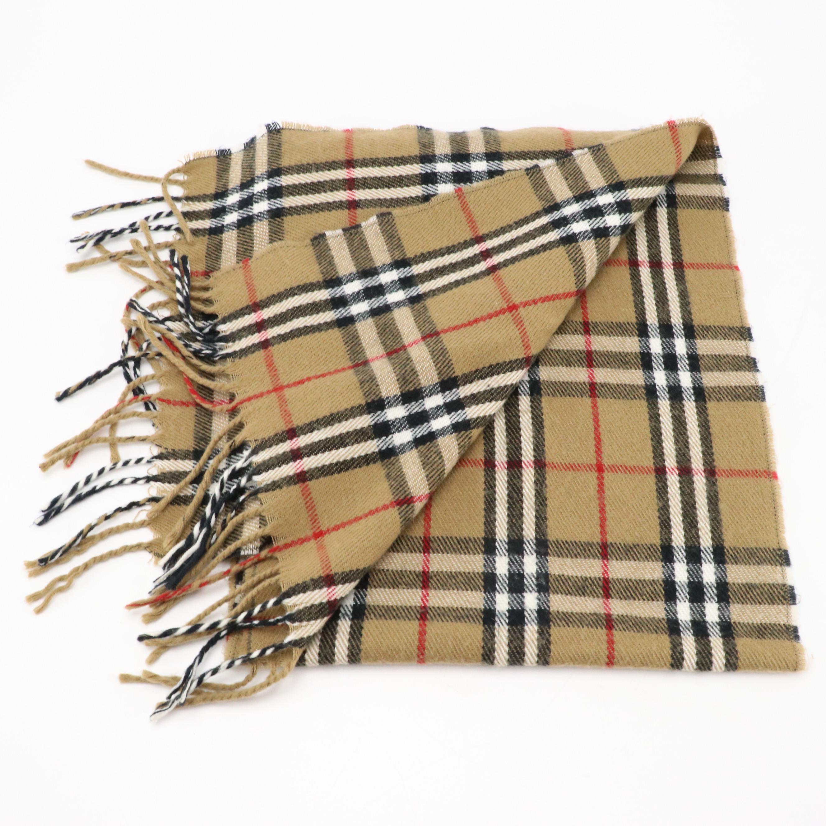 Burberrys of London Fringed Scarf in Housecheck Lambswool