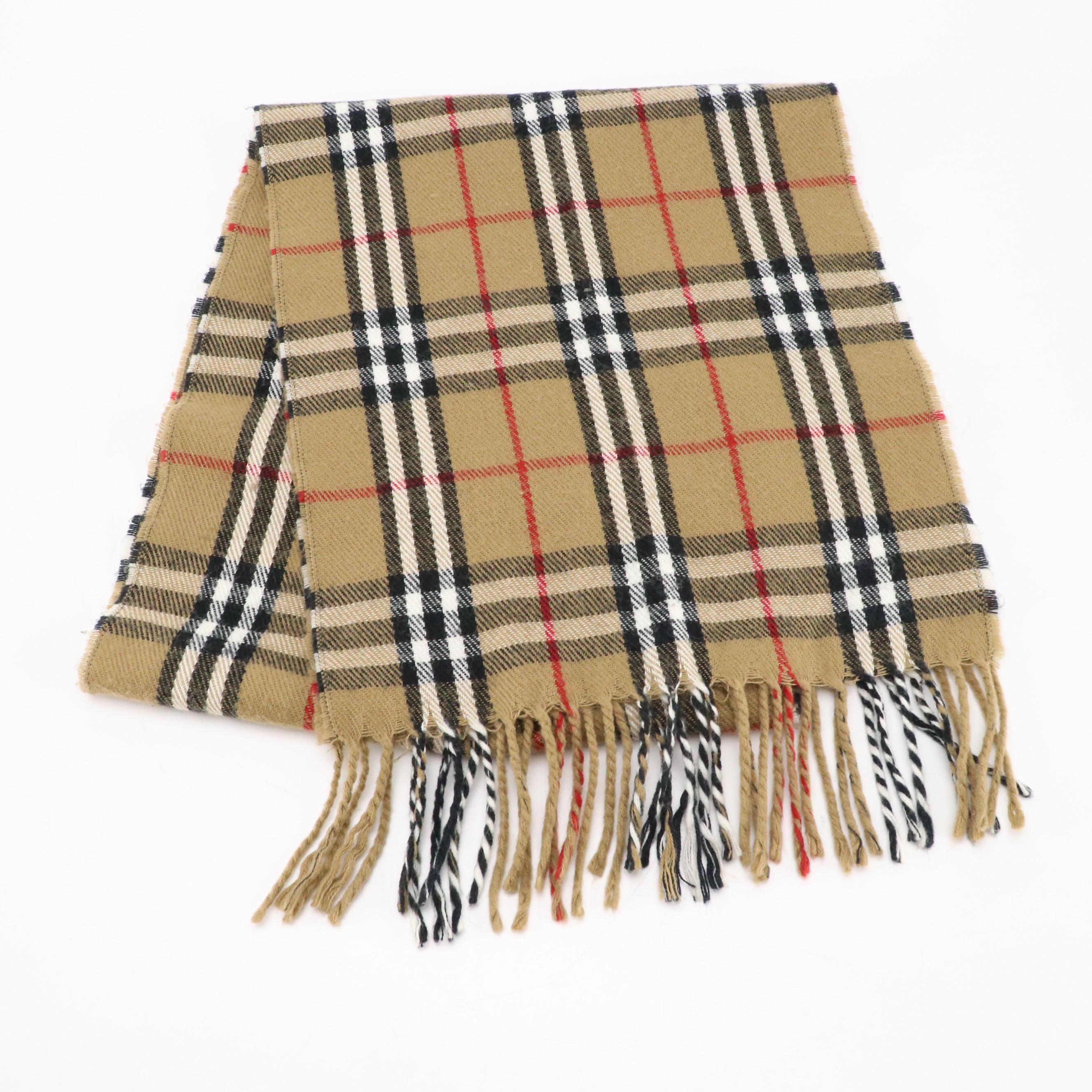 Burberrys of London Fringed Scarf in Housecheck Lambswool