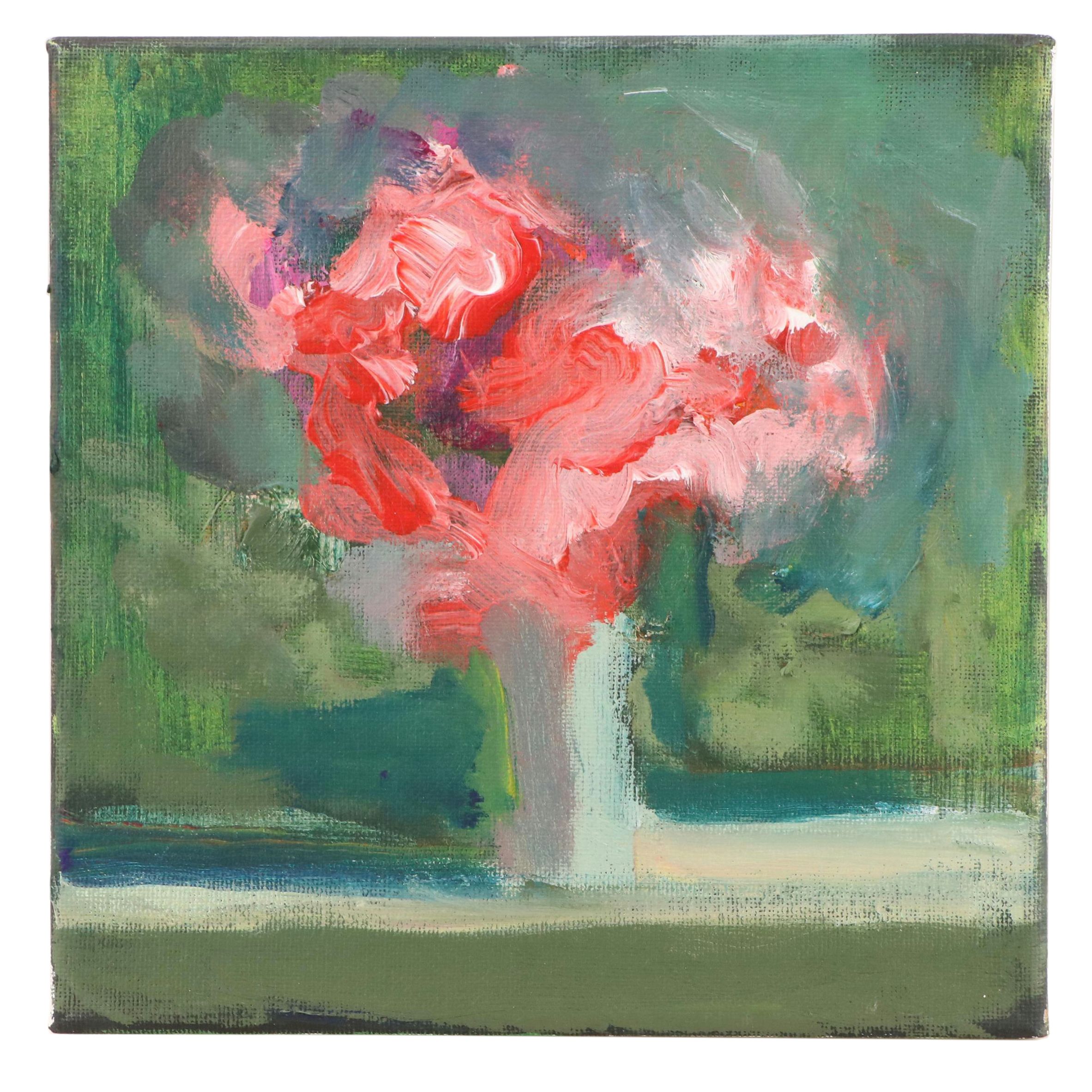 Elle Raines Floral Still Life Acrylic Painting, 21st Century