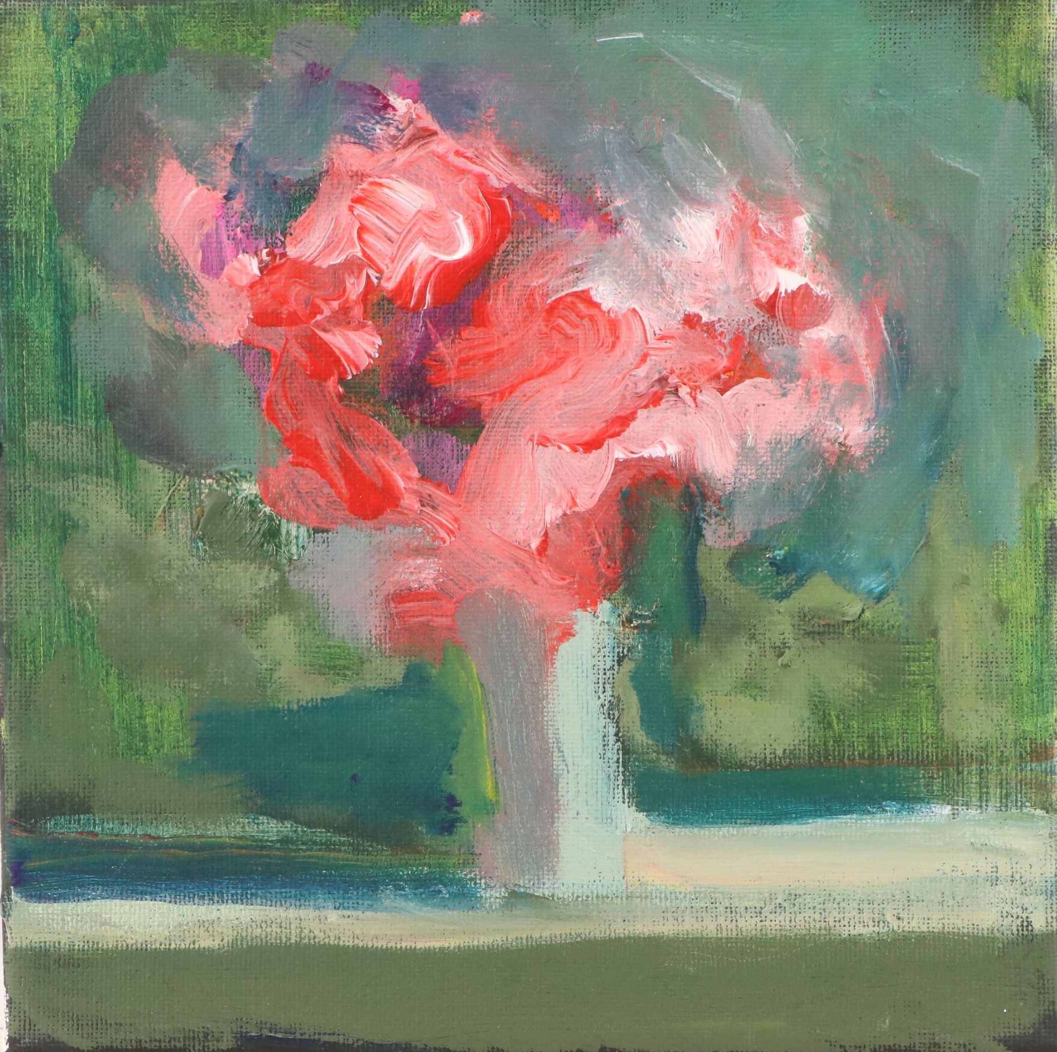 Elle Raines Floral Still Life Acrylic Painting, 21st Century