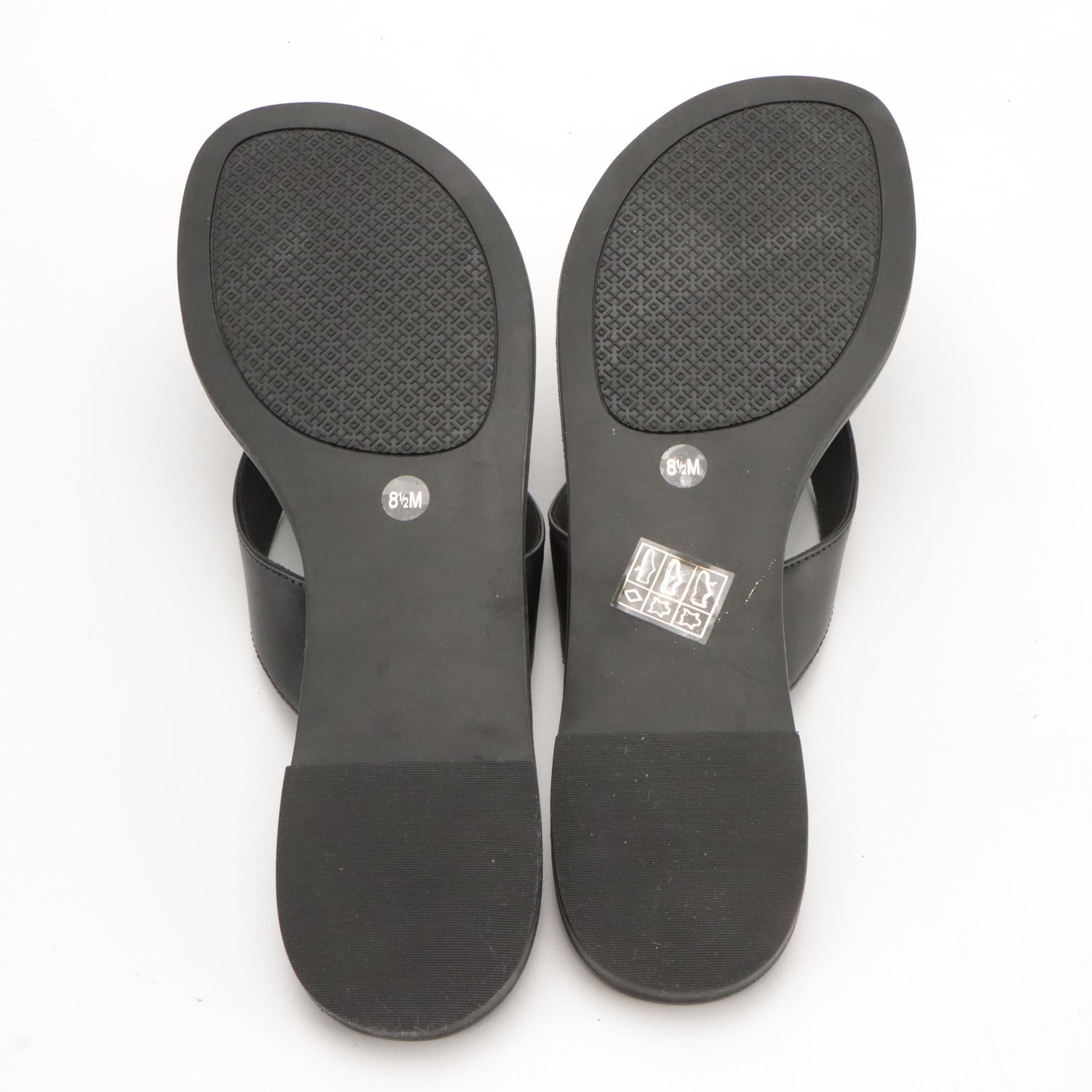 Tory Burch Monroe Leather Thongs with Boxes, Coach Logo Rubber Flip-Flops