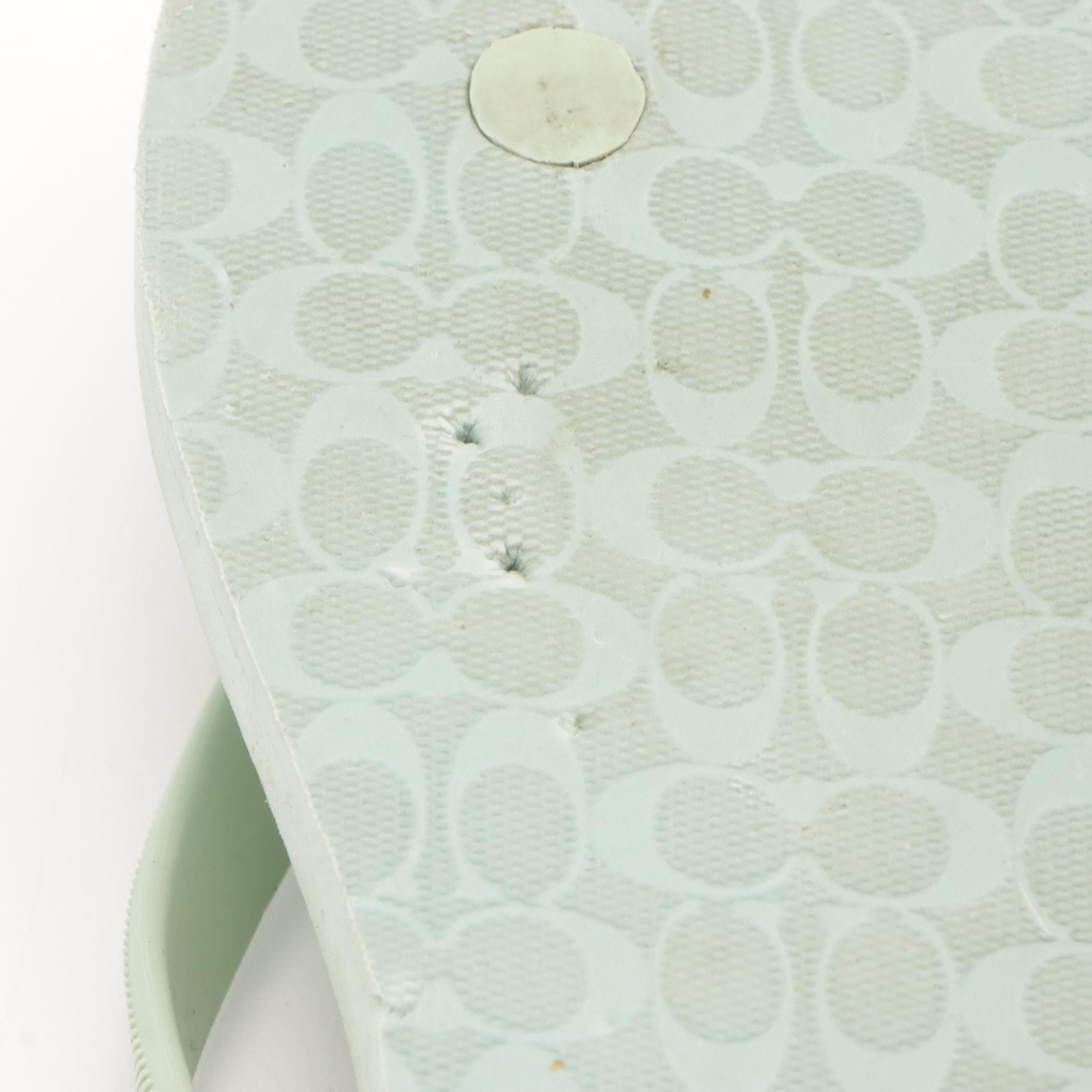 Tory Burch Monroe Leather Thongs with Boxes, Coach Logo Rubber Flip-Flops