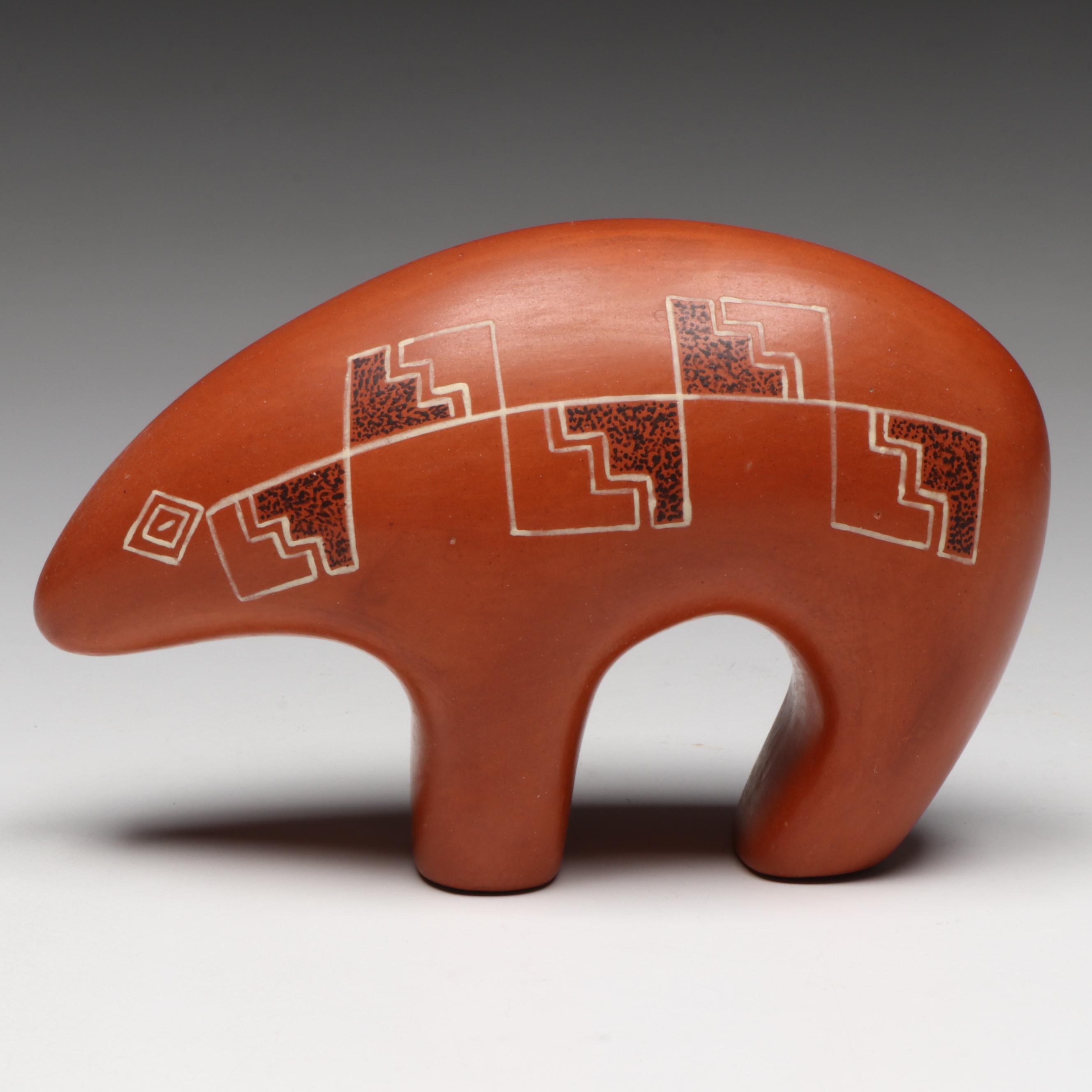 Acoma Pueblo Redware Bear Fetish Attributed to Joseph Cerno