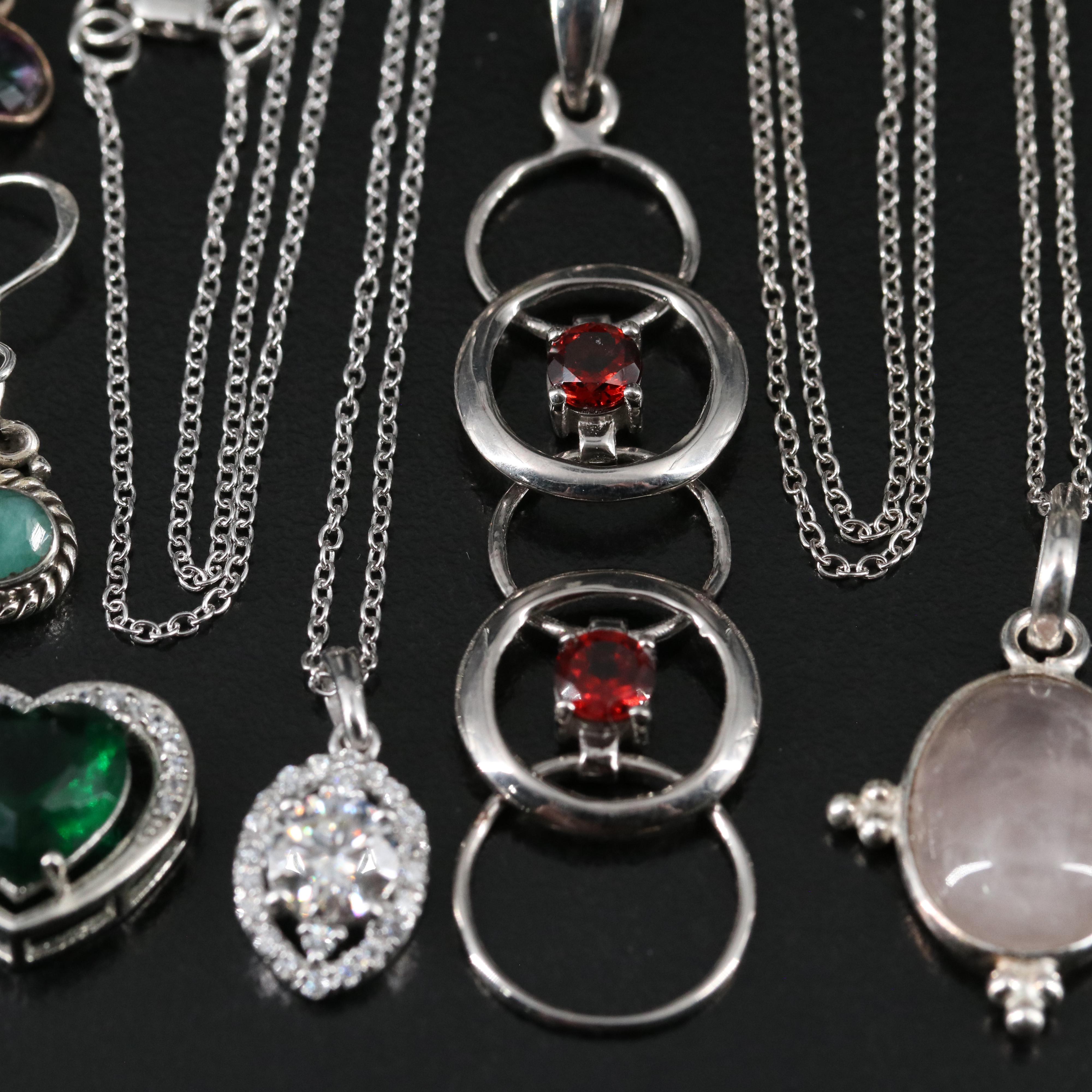 14 Assorted Sterling Silver Rings, Necklaces, Earrings, and Pendants