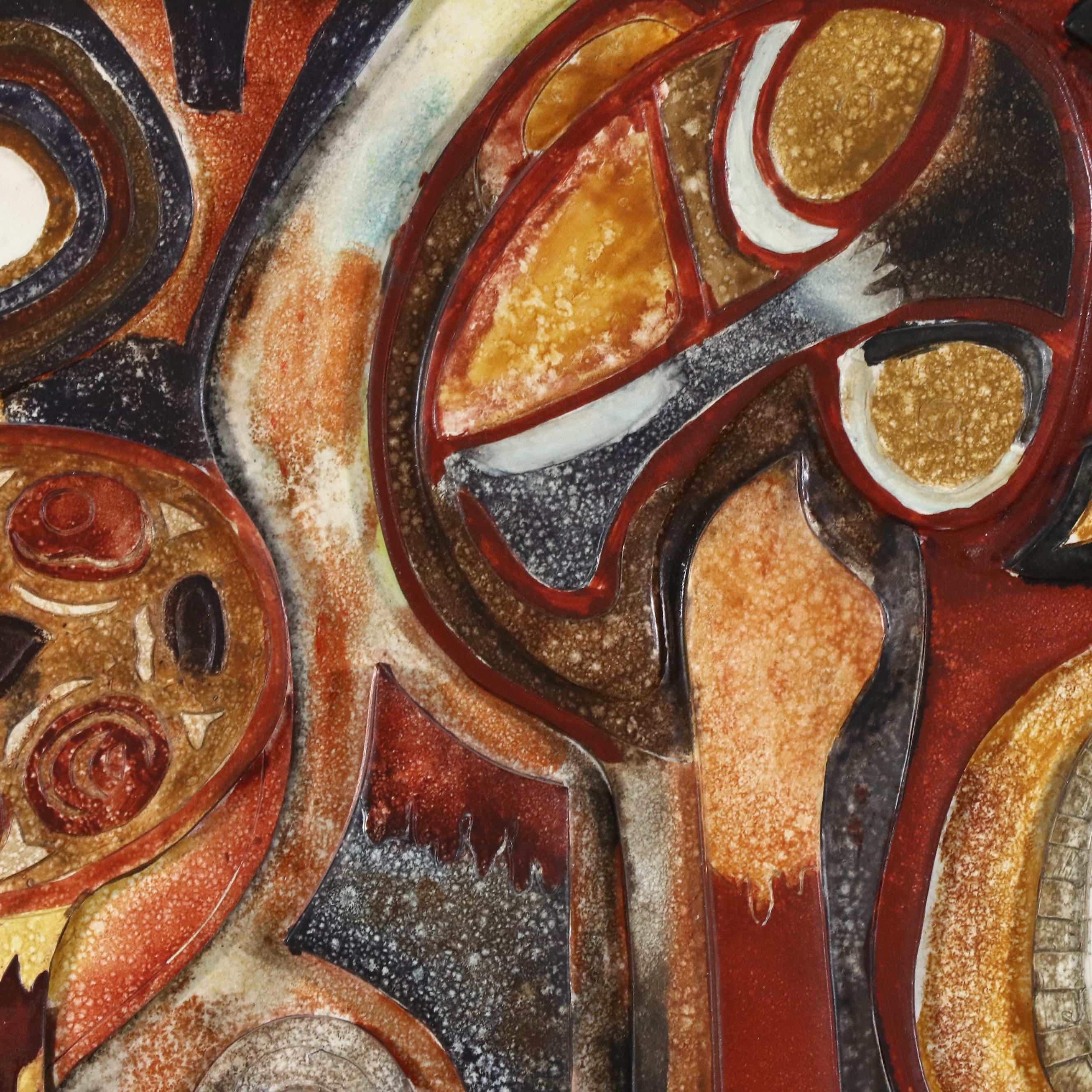 Large-Scale African Art-Inspired Bas Relief Carving, Late 20th Century