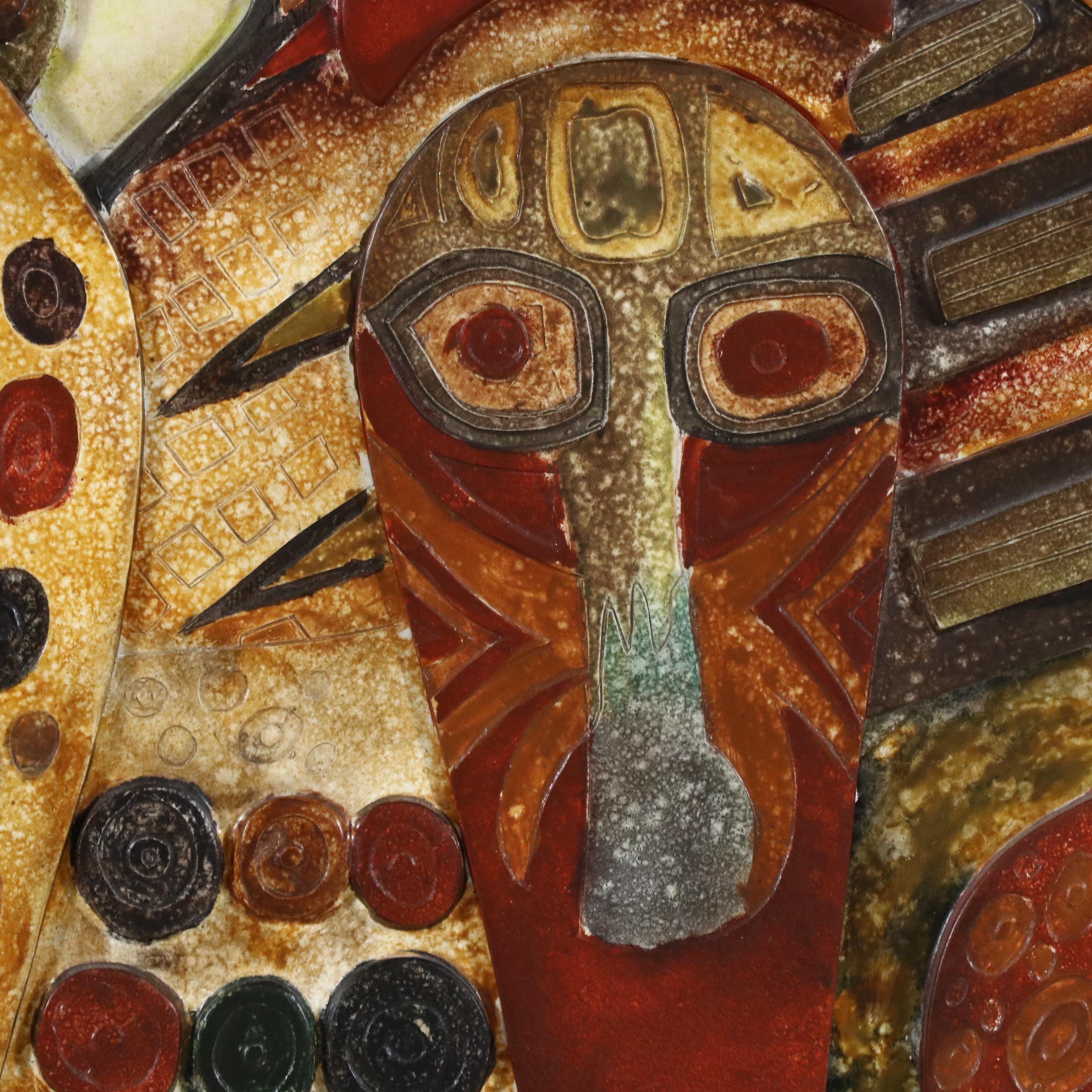 Large-Scale African Art-Inspired Bas Relief Carving, Late 20th Century