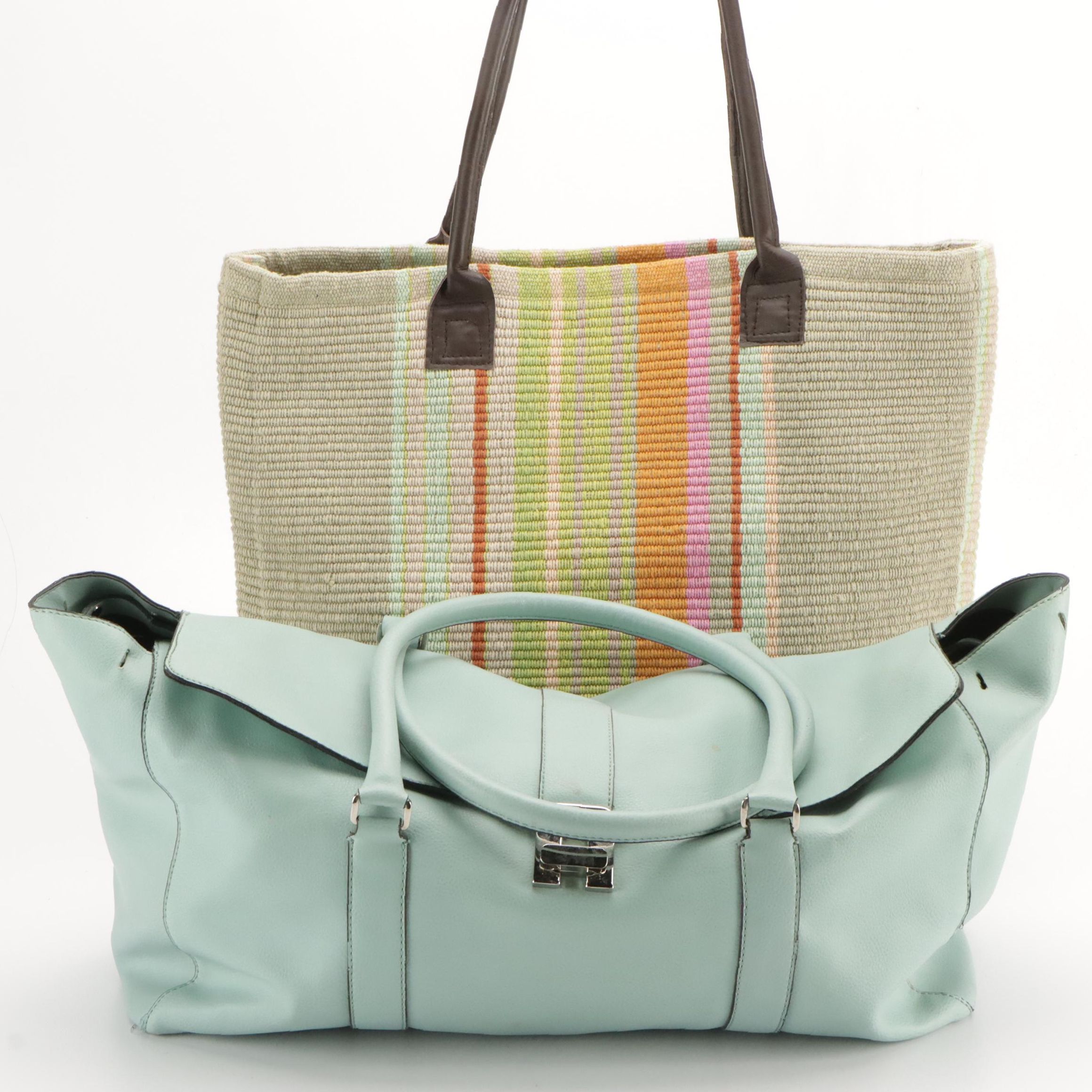 Dash & Albert Handwoven Large Tote and Other Large Shoulder Bag in Blue Leather
