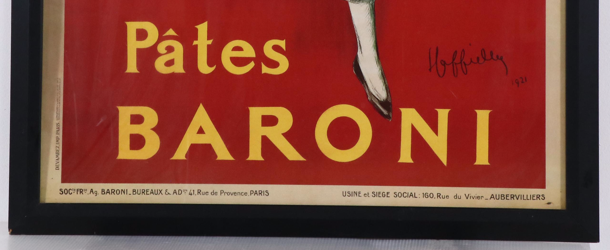 Large-Scale Offset Lithograph After Leonetto Cappiello "Pâtes Baroni"
