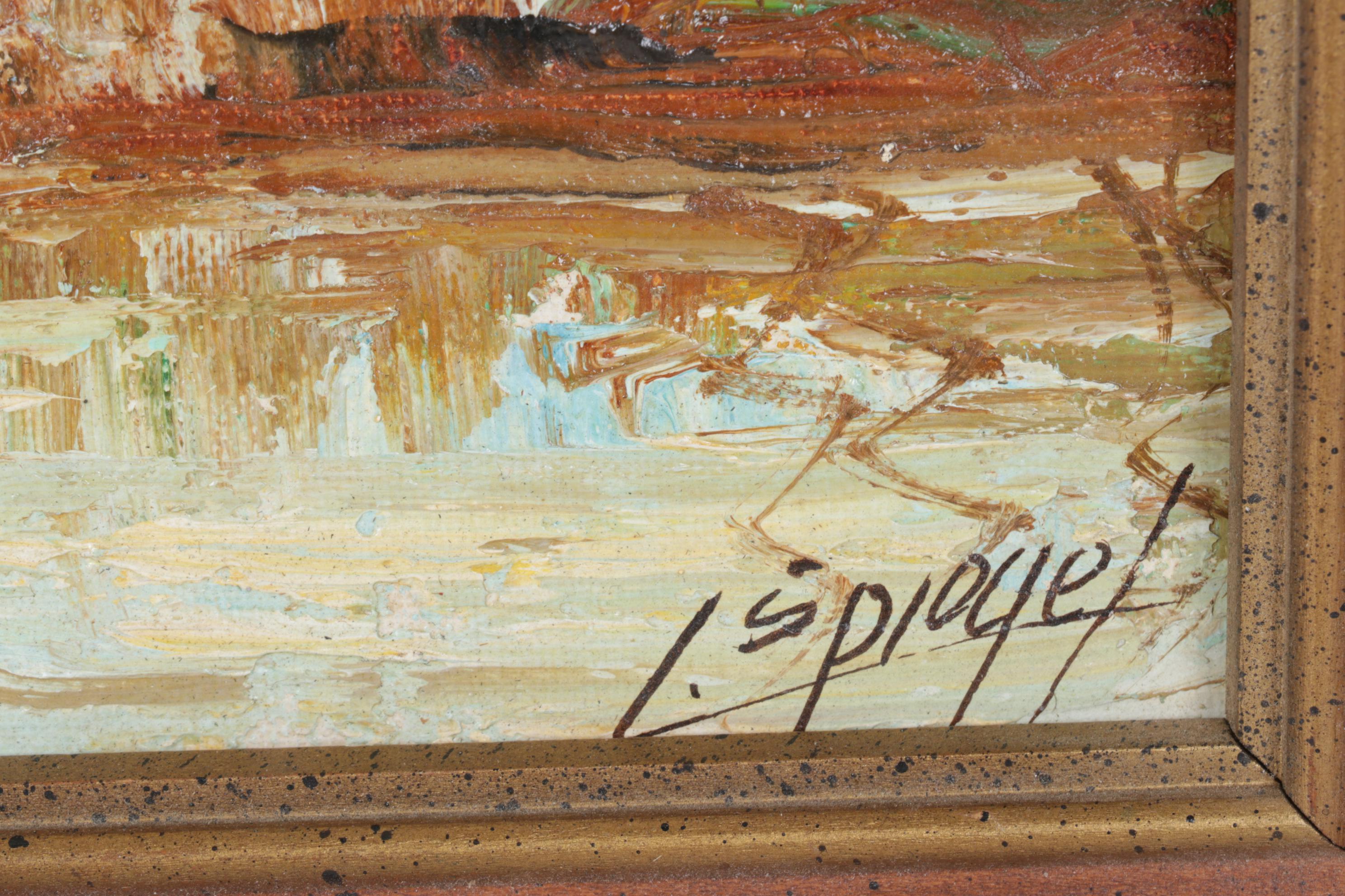 Louis Spiegel Landscape Oil Painting, Mid-20th Century