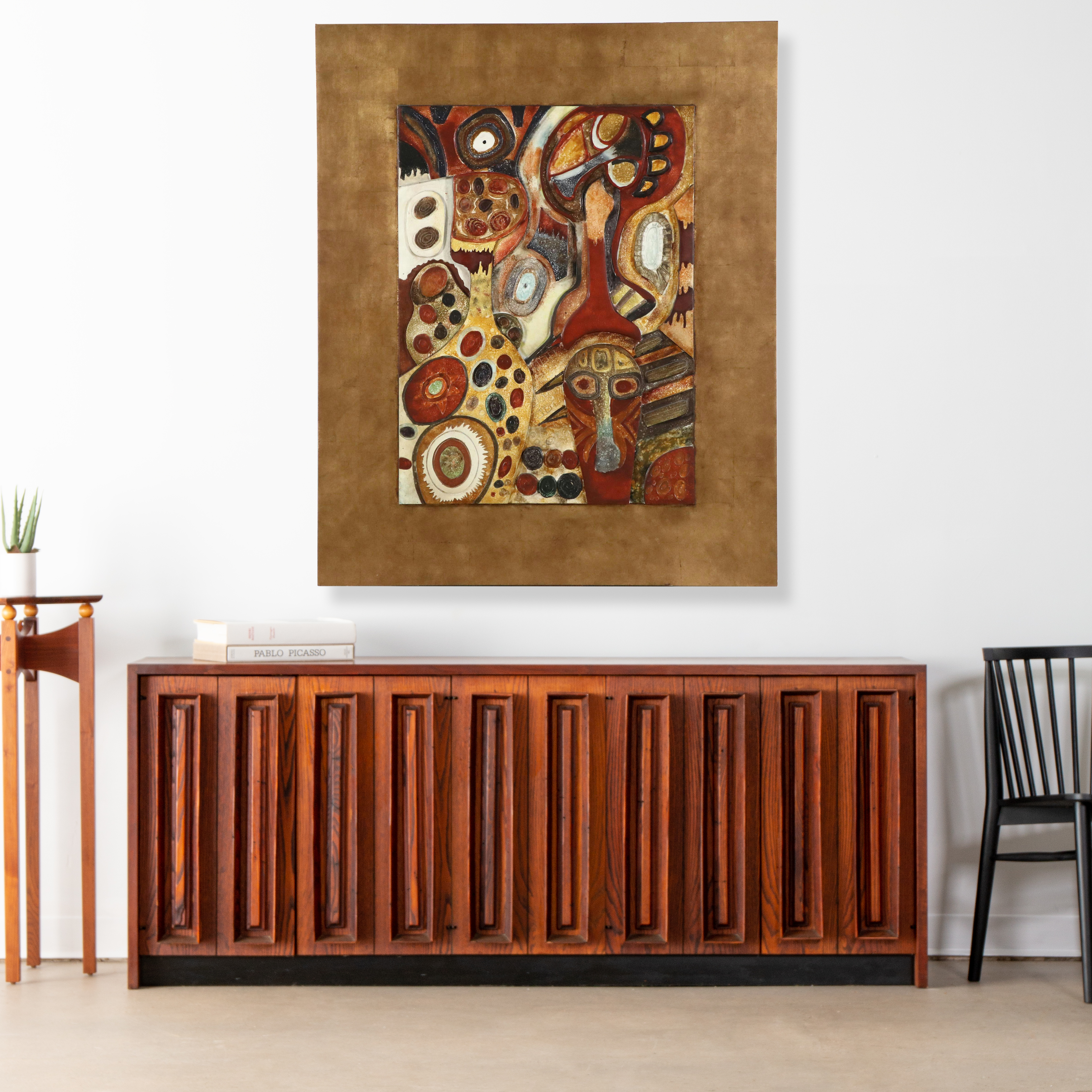 Large-Scale African Art-Inspired Bas Relief Carving, Late 20th Century