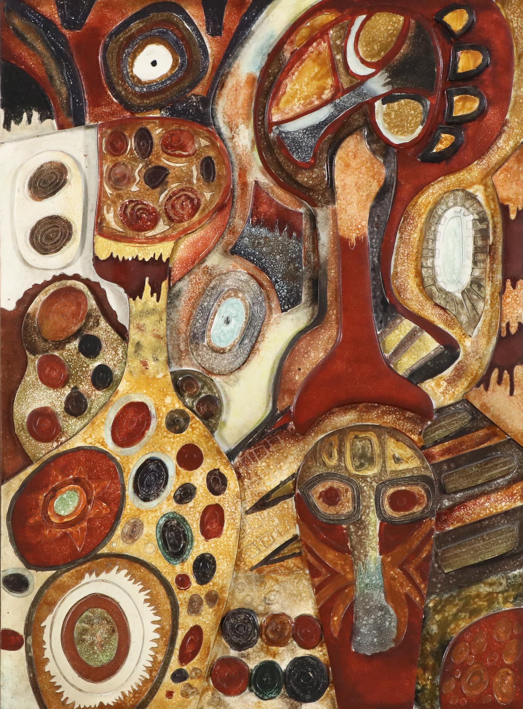 Large-Scale African Art-Inspired Bas Relief Carving, Late 20th Century