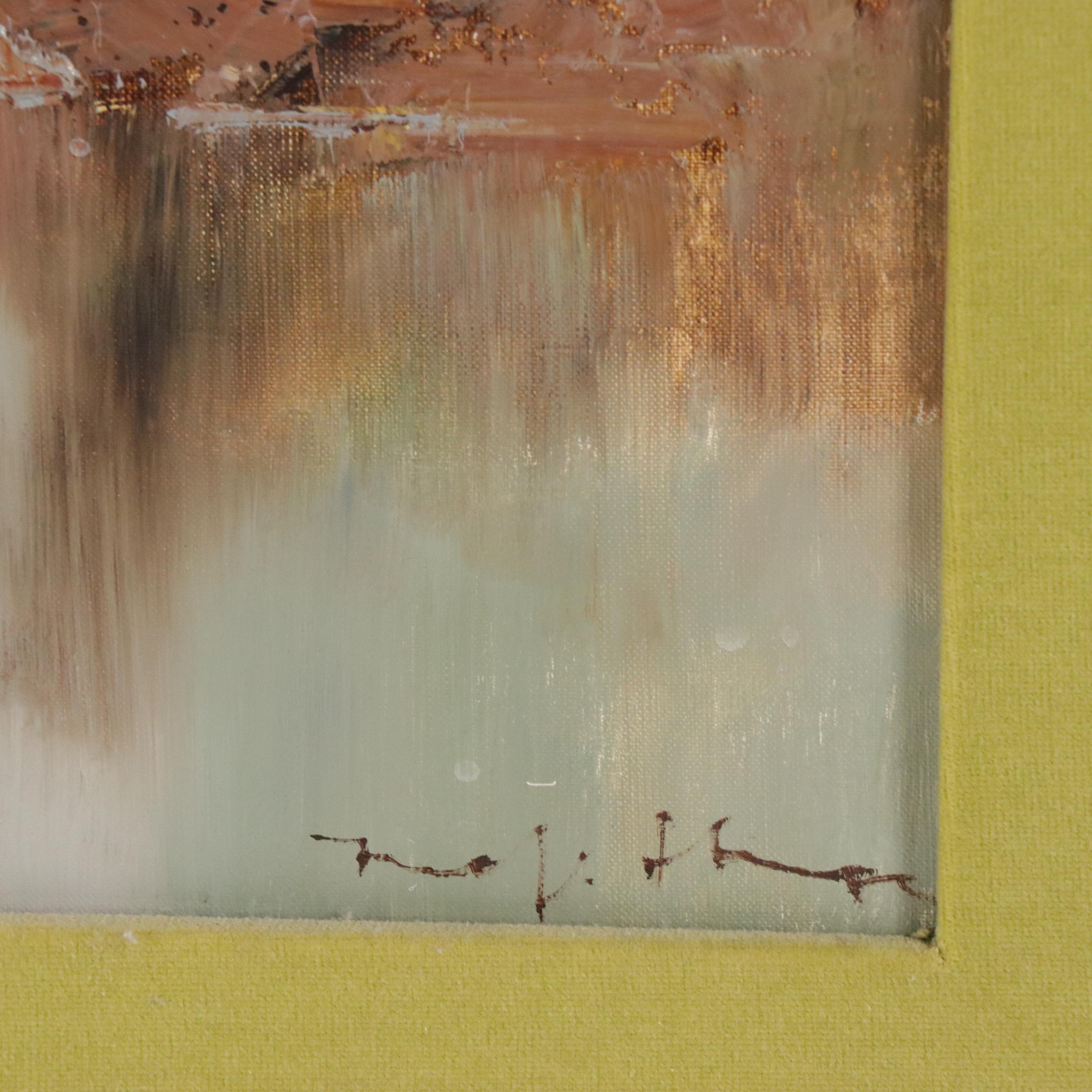 Henze Forest Landscape Oil Painting, Late 20th Century