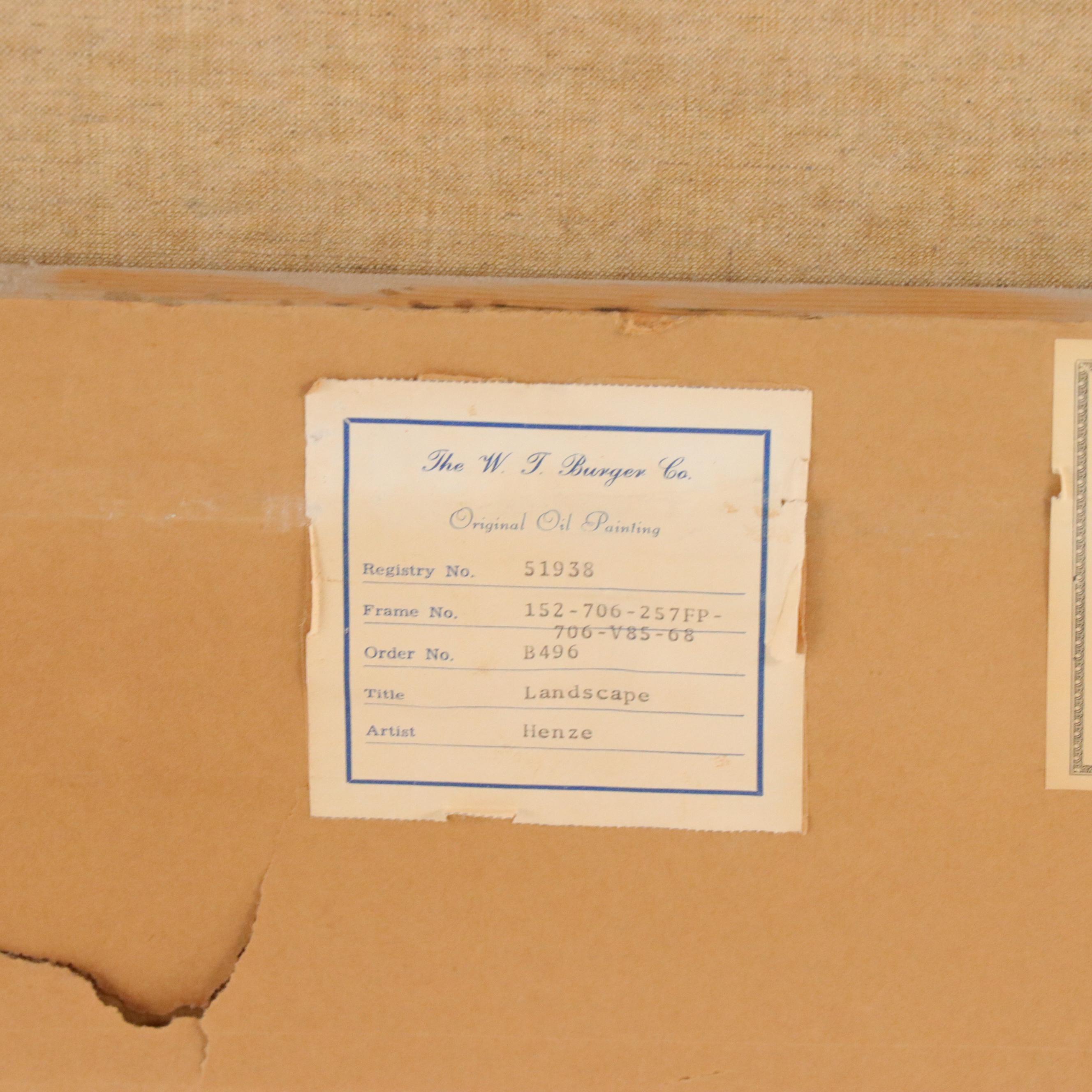 Henze Forest Landscape Oil Painting, Late 20th Century