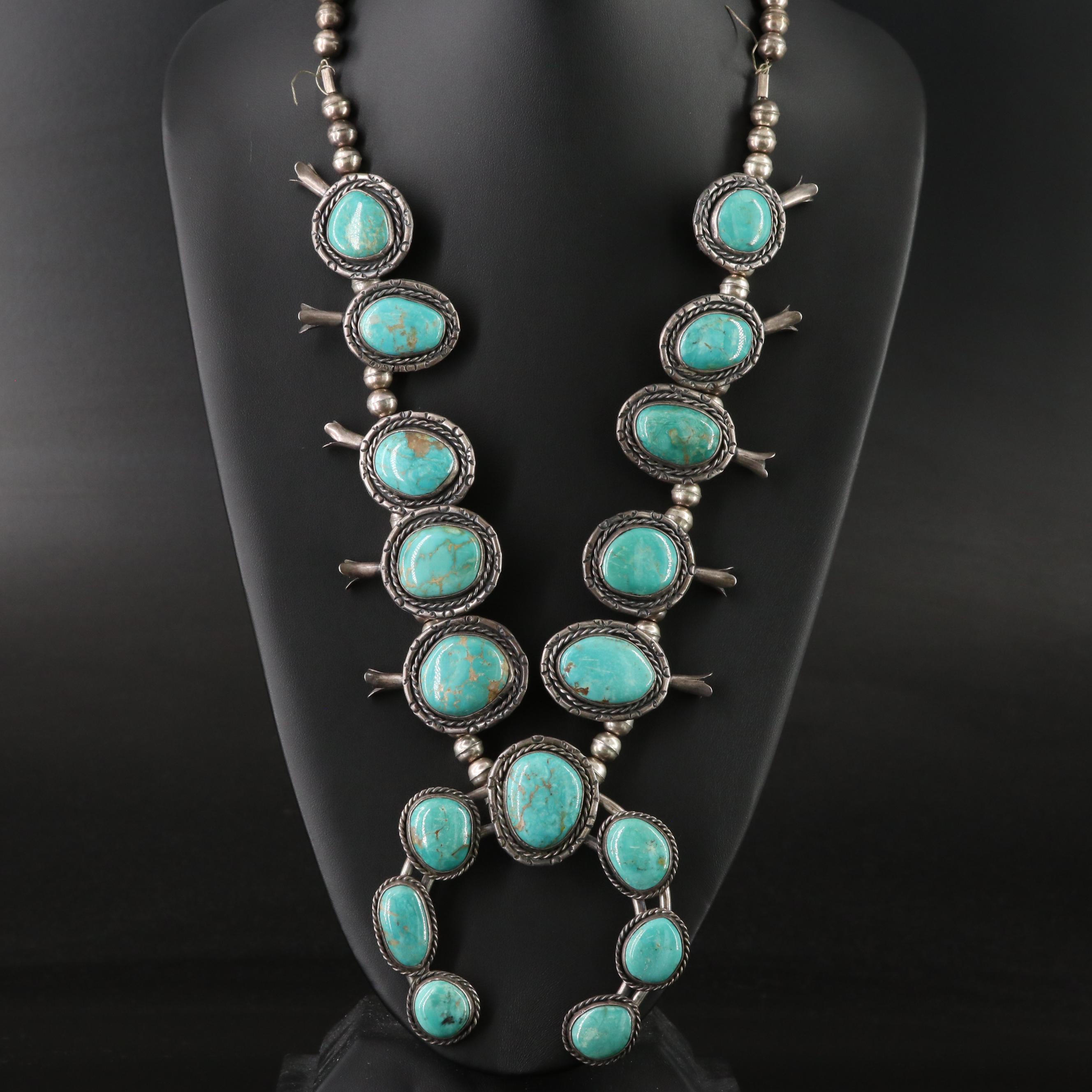 Sterling Squash Blossom Necklace, Vintage