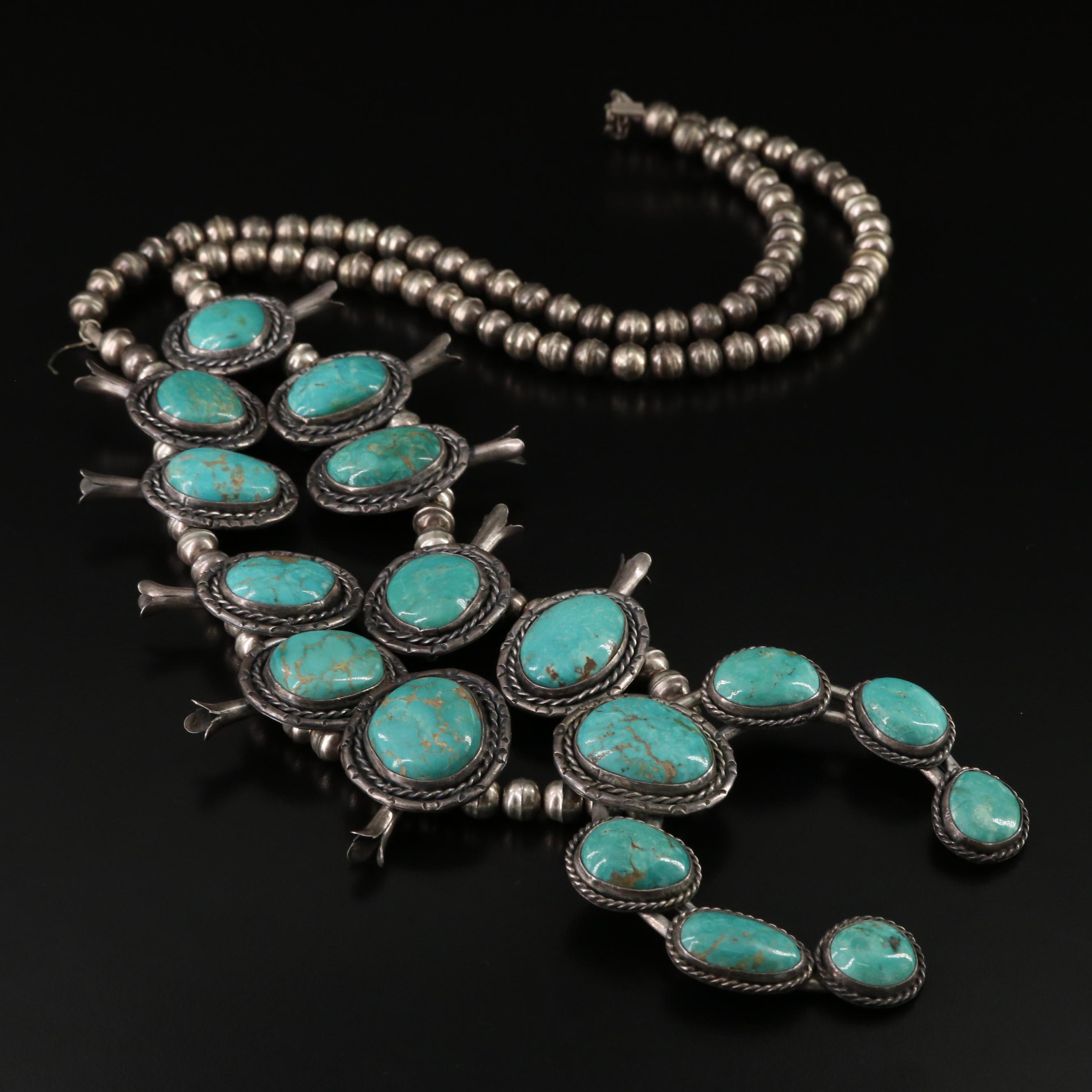 Sterling Squash Blossom Necklace, Vintage