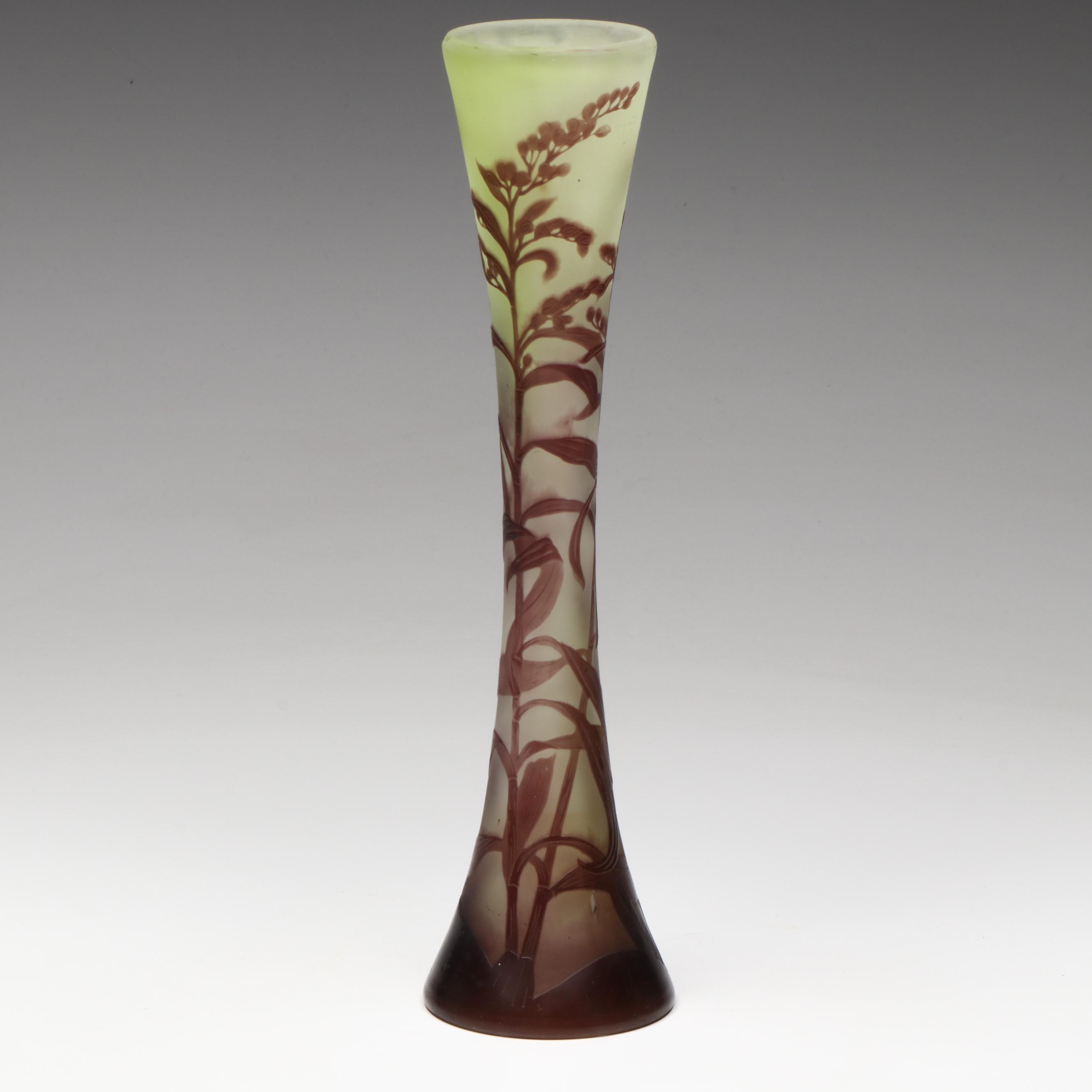 Gallé French Cameo Glass Vase, Early 20th Century