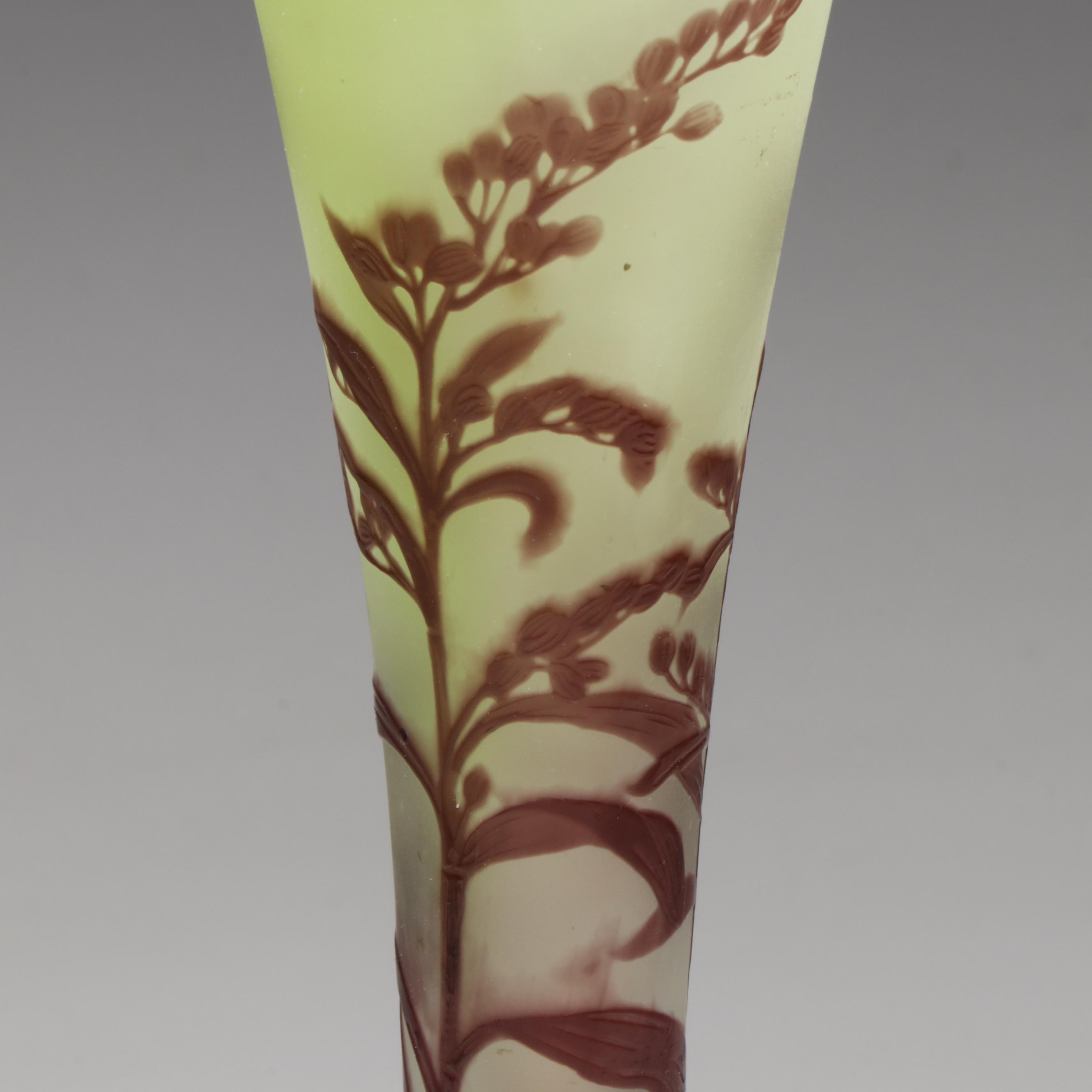 Gallé French Cameo Glass Vase, Early 20th Century